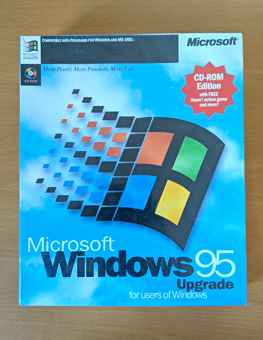 Vintage Microsoft Windows 95 Upgrade Big Box PC - FACTORY SEALED NEW CD-ROM