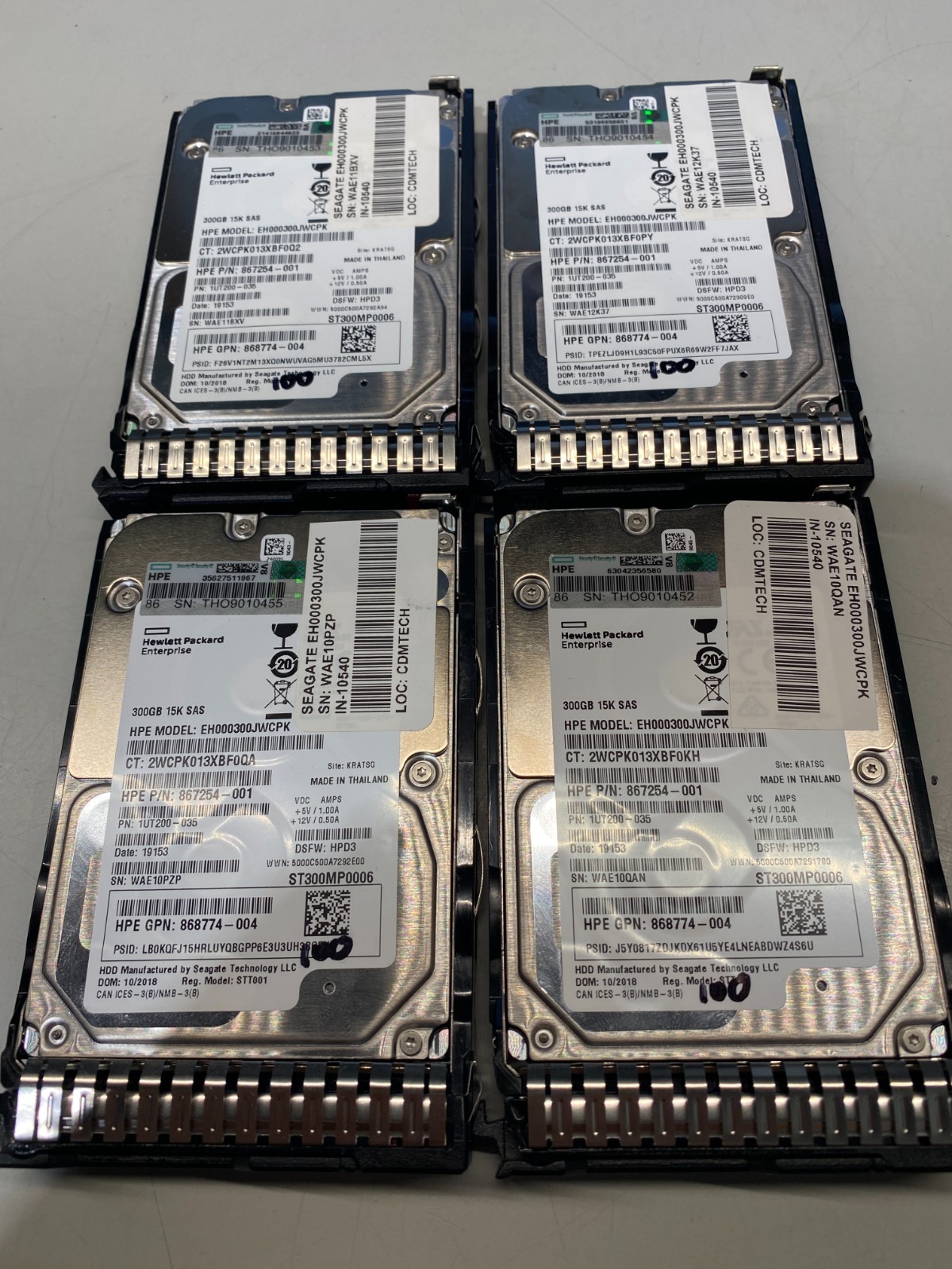 4X HPE 300GB 12G 15K 2.5" SAS SC DS HDD 867254-001 | 1UT200-035 | EH000300JWCPK