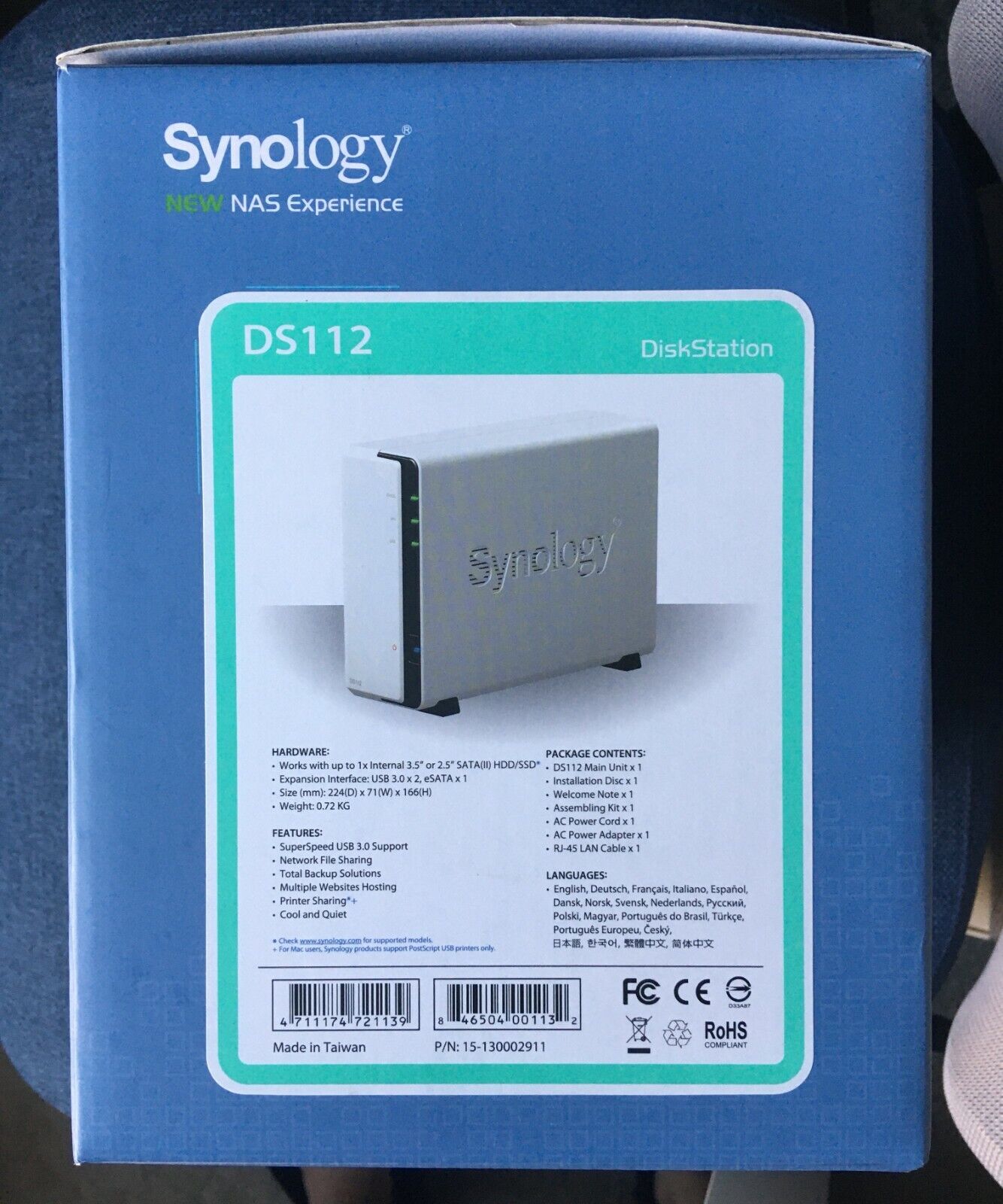 Synology DiskStation DS112 Network Attached Storage NAS Enclosure Server