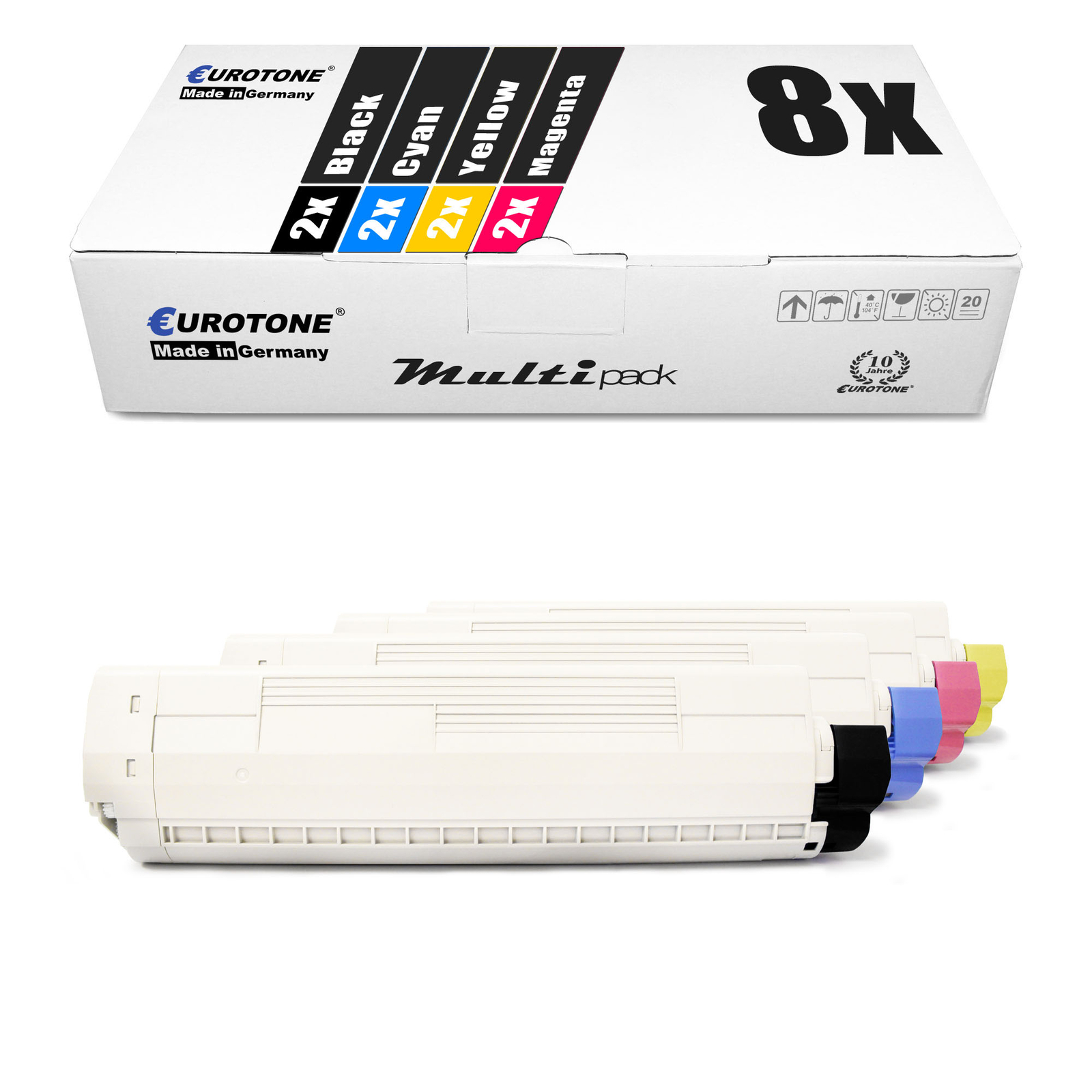 8x Toner for OKI C 822 like 44844613 - 44844616 Set Blue Red Yellow CMYK