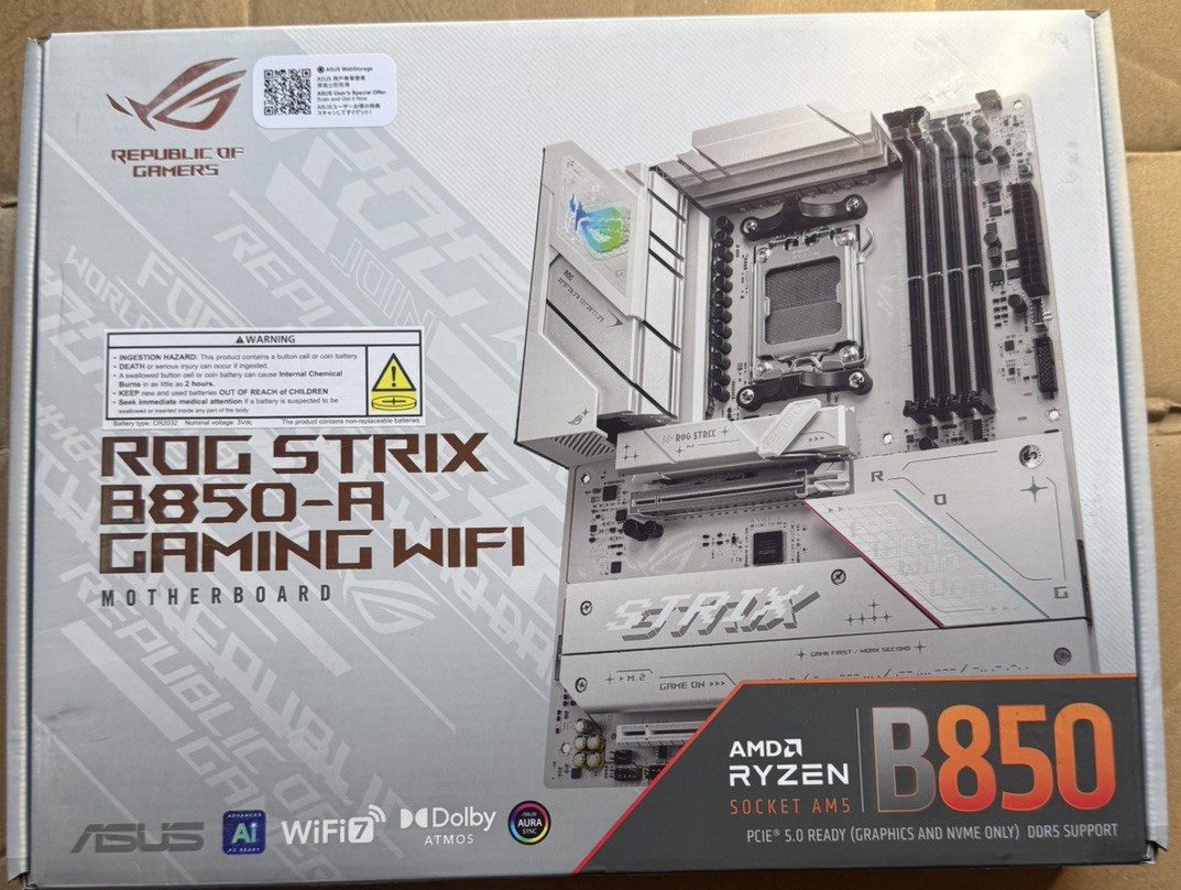 New Asus ROG Strix B850-A Gaming Wifi AM5 ATX AMD DDR5 Motherboard