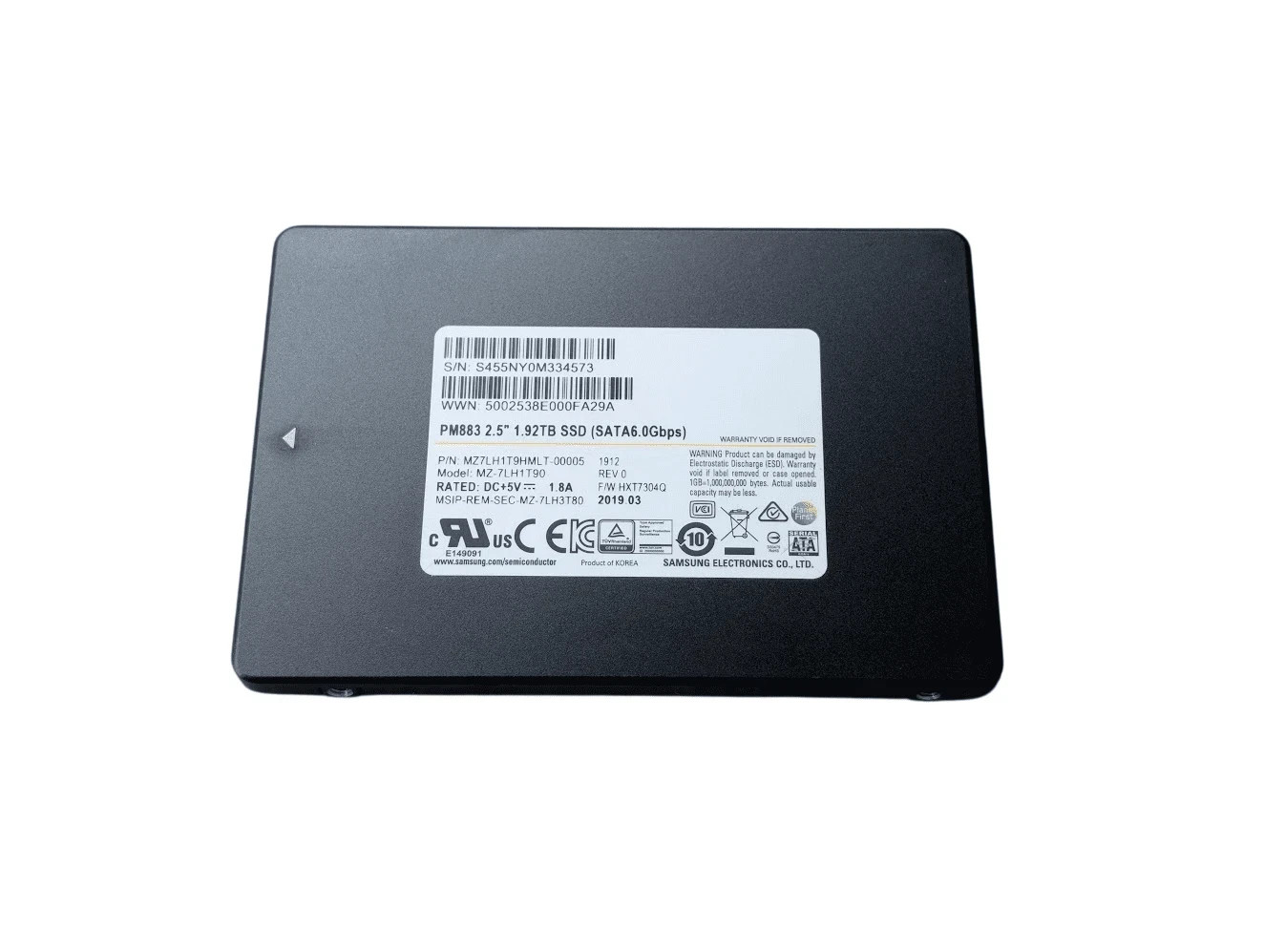 Samsung 1.92TB PM883 SSD 2.5" SATA  MZ-7LH1T90 | MZ7LH1T9HMLT-00005 %100 health