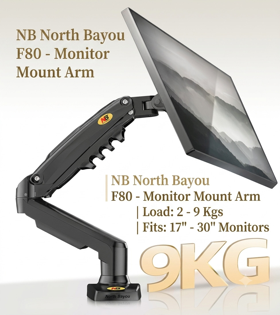 NB North Bayou F80 Gas Spring Monitor Arm Desk Mount 17-30 inch Full Motion Stan