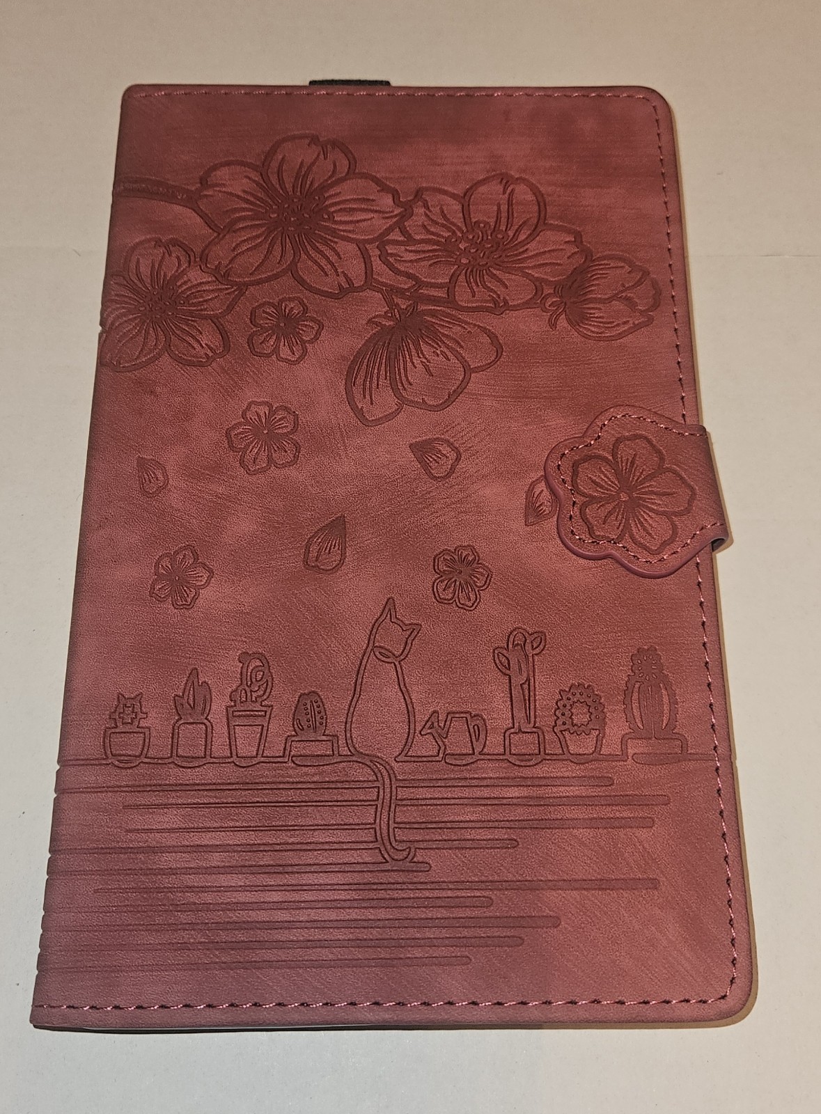 Leather Flower Cat Card Slot Tablet Case F- Amazon Kindle Fire - Gen 6th 7th 8th