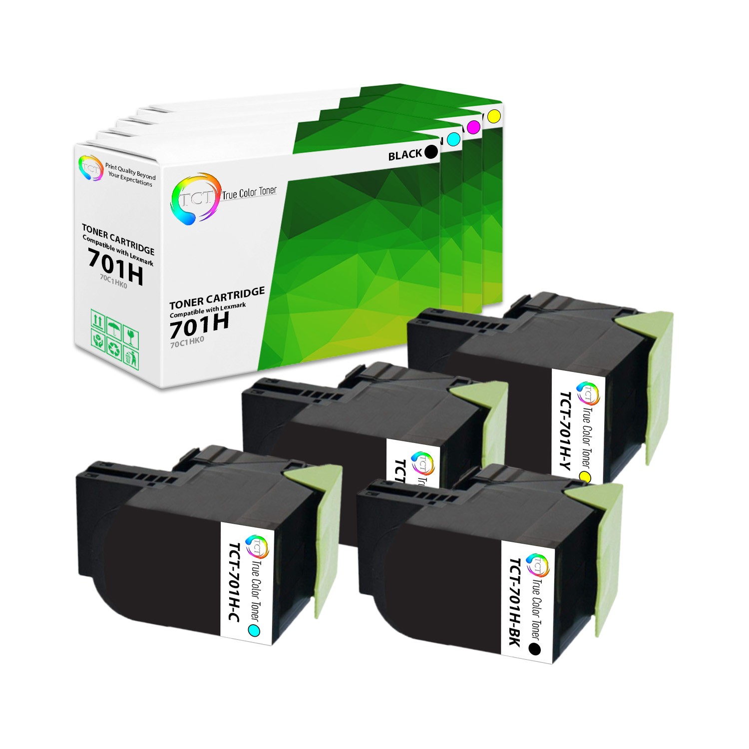 4Pk TCT For Lexmark 701H CS310 CS410 CS510 BCMY Premium Compatible Toner