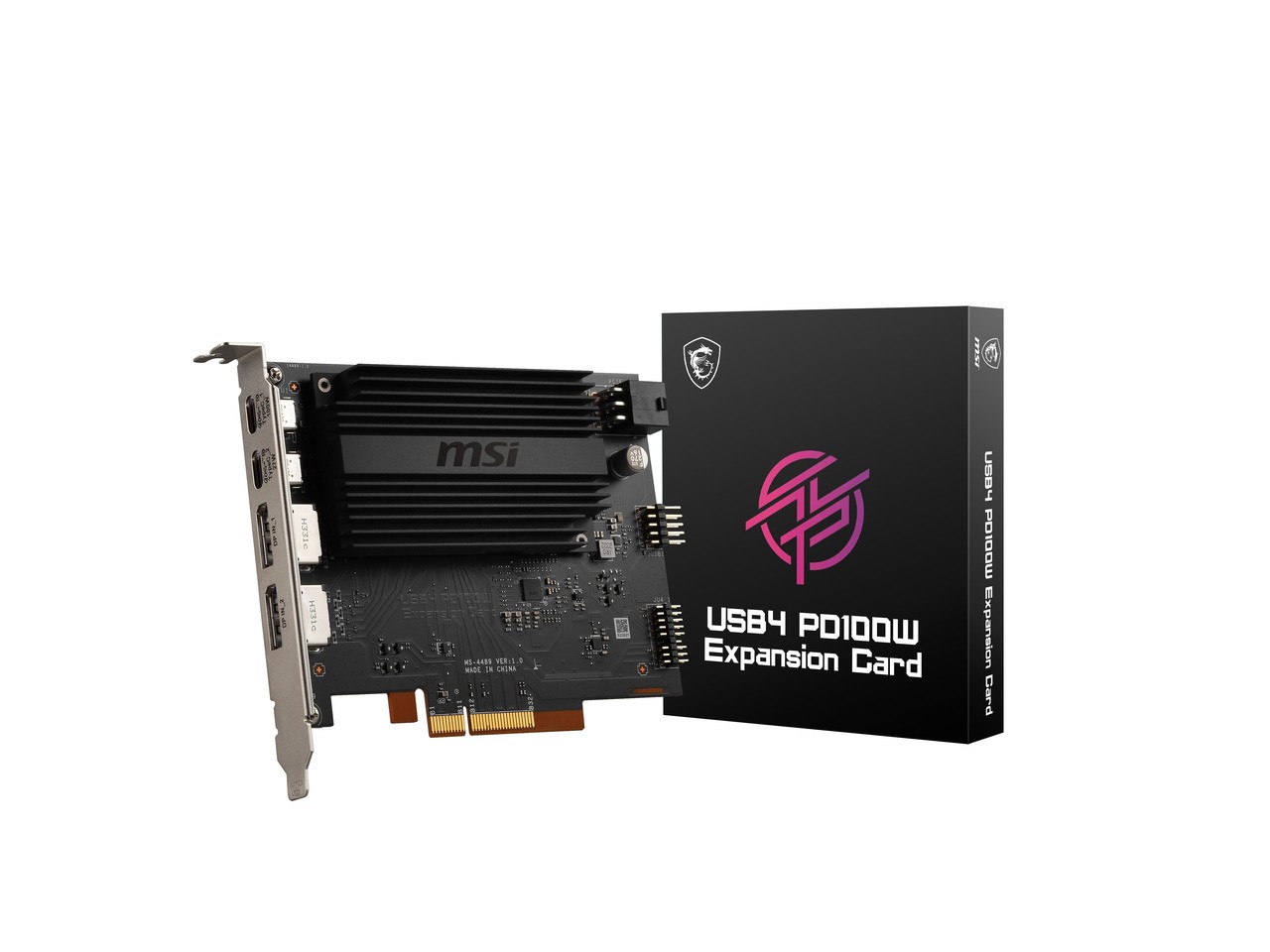 MSI USB4 PD100W Expansion Card, PCIe 4.0 x4, Dual USB4 Type-C (40Gbps), Dual