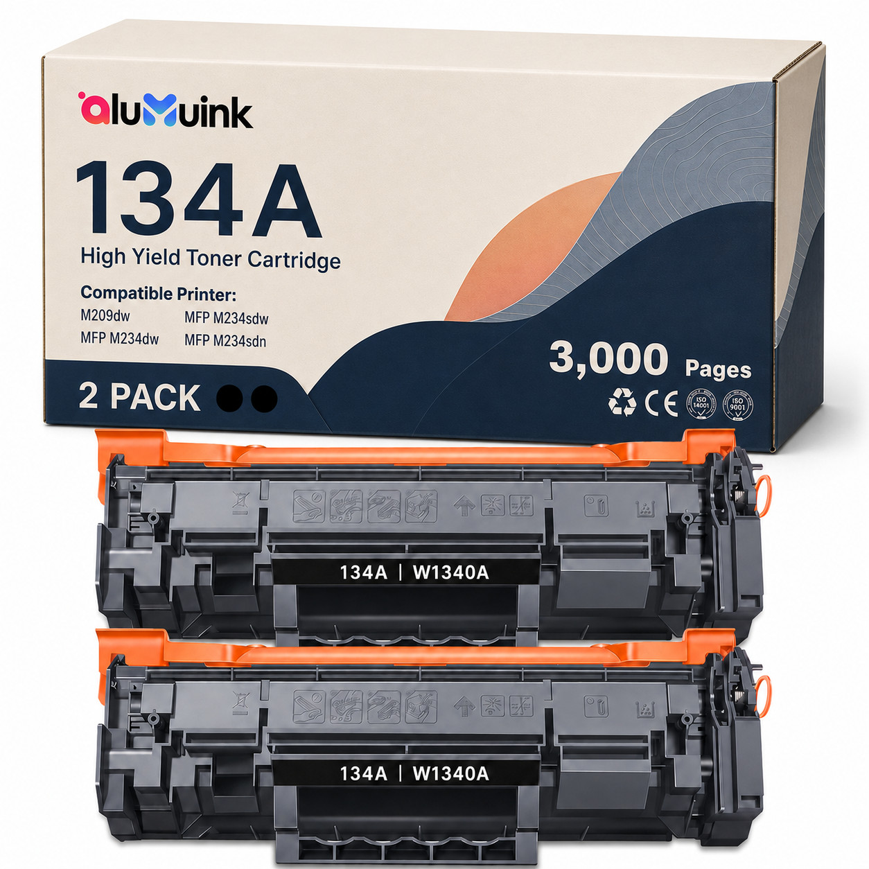 2PK Toner for  134A  with Chip - Works with M209dw M234dwe M209dwe M234dwe