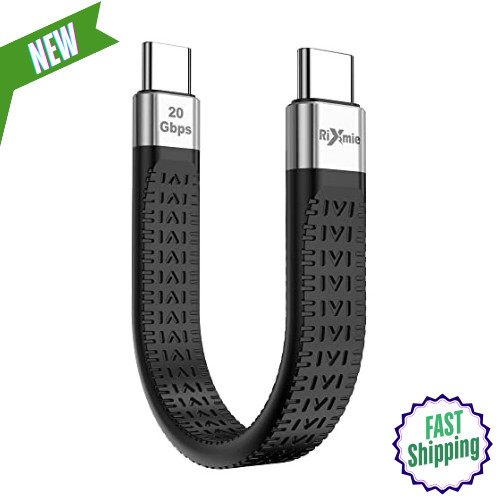 Rixmie Short USB-C Cable, 5 inch, 100W PD, 20Gbps Data Transfer, Thunderbolt 3