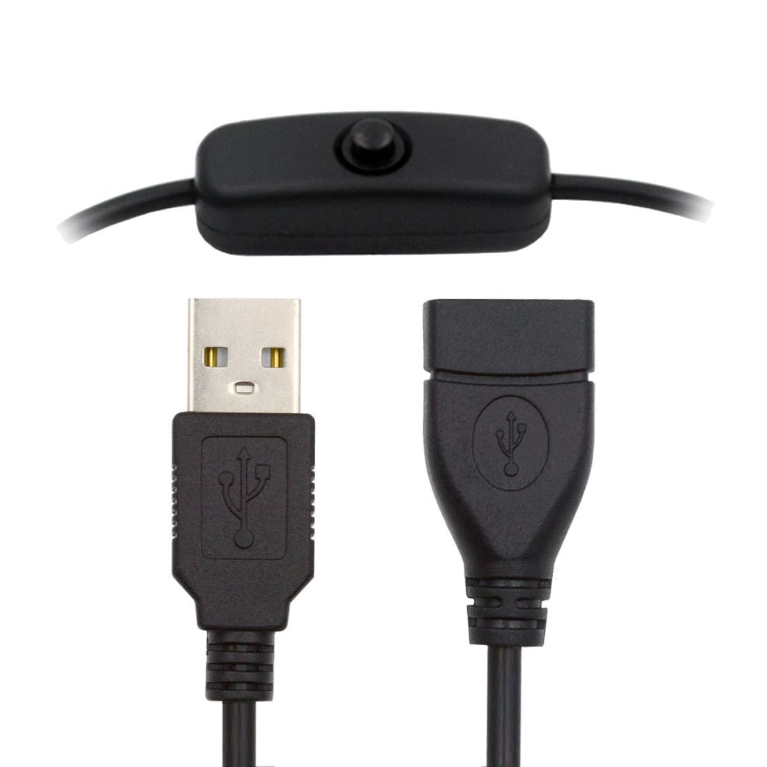 NFHK Micro USB2.0 Cable with On Off Power Switch Button Micro 5Pin Male Female