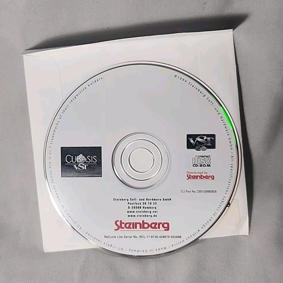 Original Cubasis VST Steinberg Audio Software 1999 Very Rare Vintage Disc Only