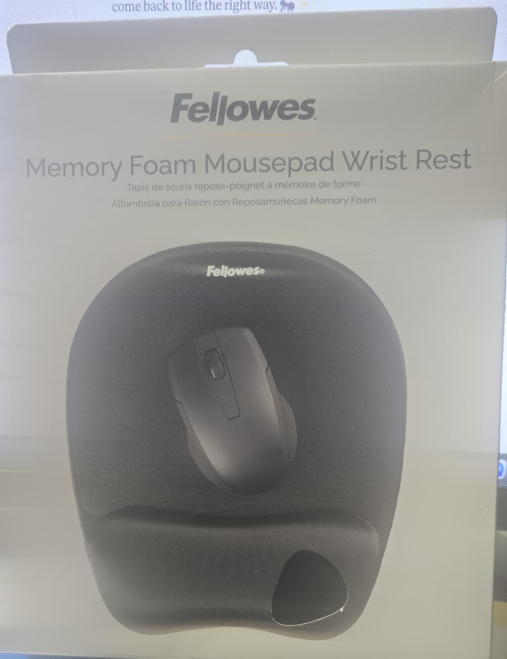 Fellowes Memory Foam Mouse Pad/Wrist Rest- Black (9176501)
