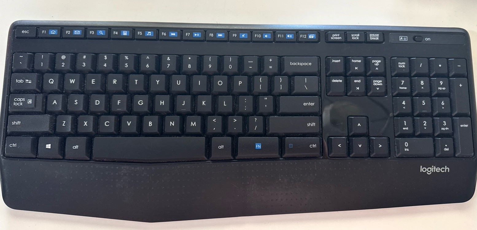 Logitech K345 Wireless Full-sized Keyboard with Palm Rest - Black - pin
