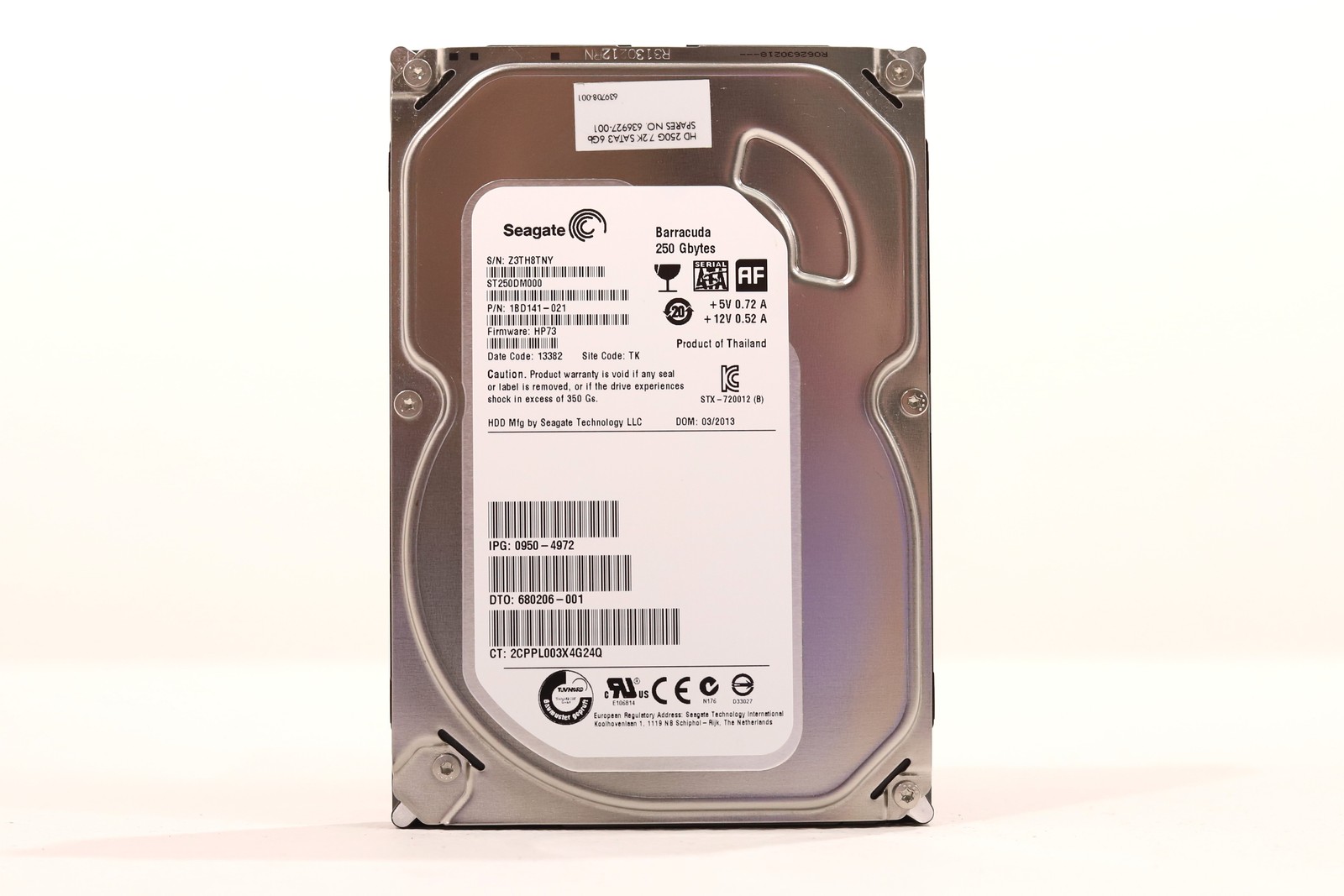 Seagate ST250DM000 250GB 3.5" 6Gb/s 16MB 7.2K RPM SATA Hard Drive P/N:1BD141-021