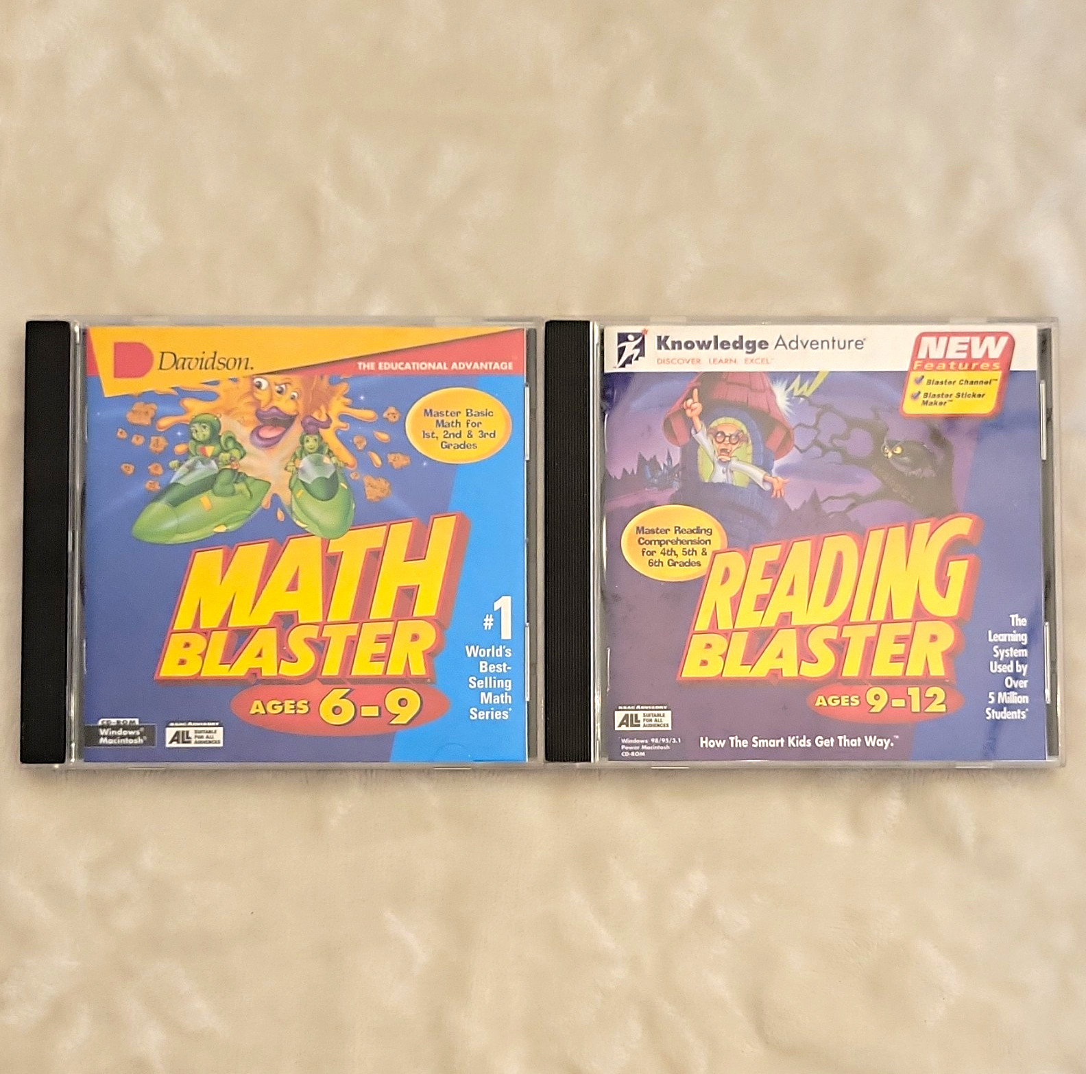 Davidson Math Blaster Ages 6-9 + Reading Blaster Ages 9-12 CD-ROM 