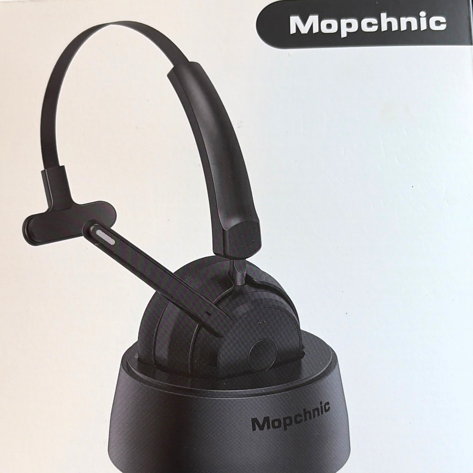 Mopchnic KH113M Mono Bluetooth Wireless Headset Boom Mic USB Dongle Base Black