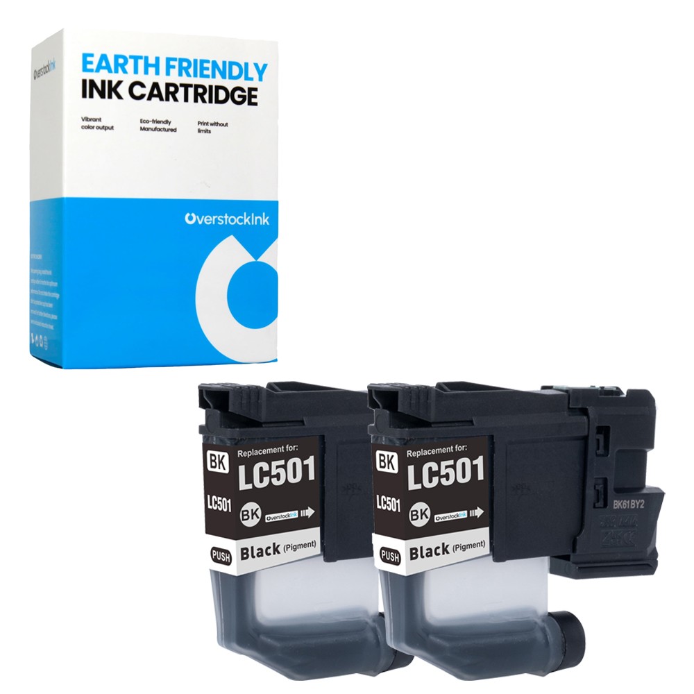 2-Pack OSI Compatible LC501BK Ink Cartridges fits Brother MFC-J1260DW J1410DW
