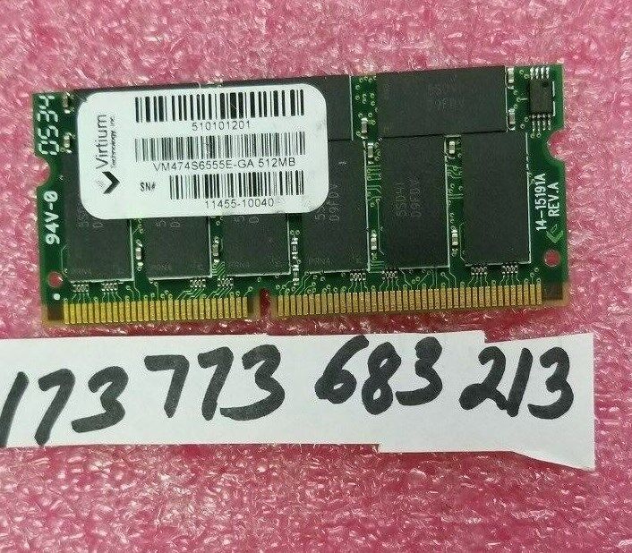 VIRTIUM  512MB PC100 SYCH SDRAM 144PIN SODIMM ECC NON-REG  DUAL RANK 2RX8 32X8 