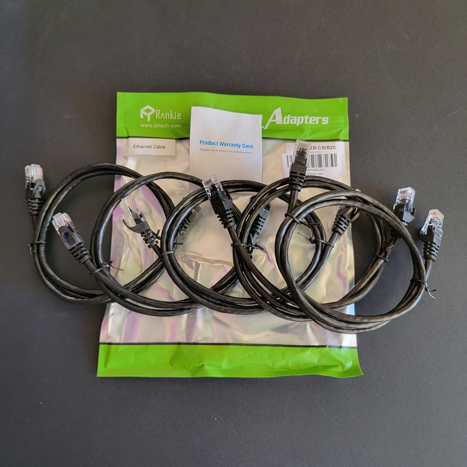 New Pack of 5 Rankie 3ft Ethernet Cables R-1302B-CB/B20 Cat#JK