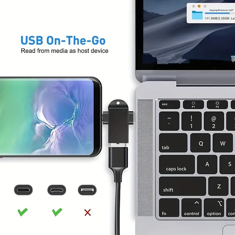 Adaptador OTG 2 en 1 Tipo C Micro USB a USB C Lector de Unidad Convertidor Flash