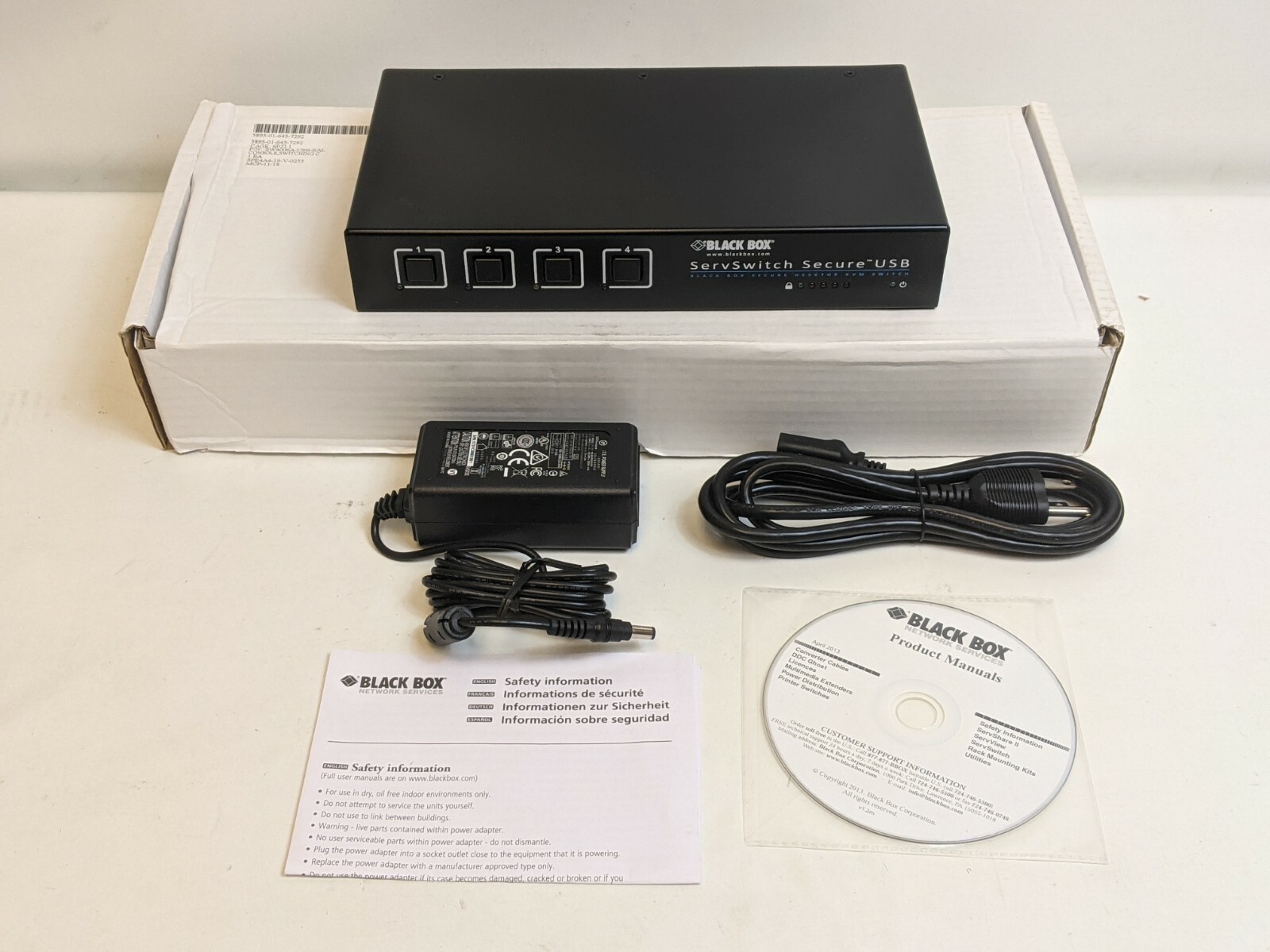 *New* *Scratch Special* Black Box SW4006A-USB-EAL 4-Ports ServSwitch Secure KVM