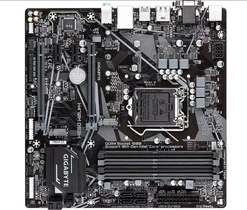 FOR GIGABYTE H470M DS3H Motherbroad LGA1200 DDR4 Intel H470 Micro ATX Test OK