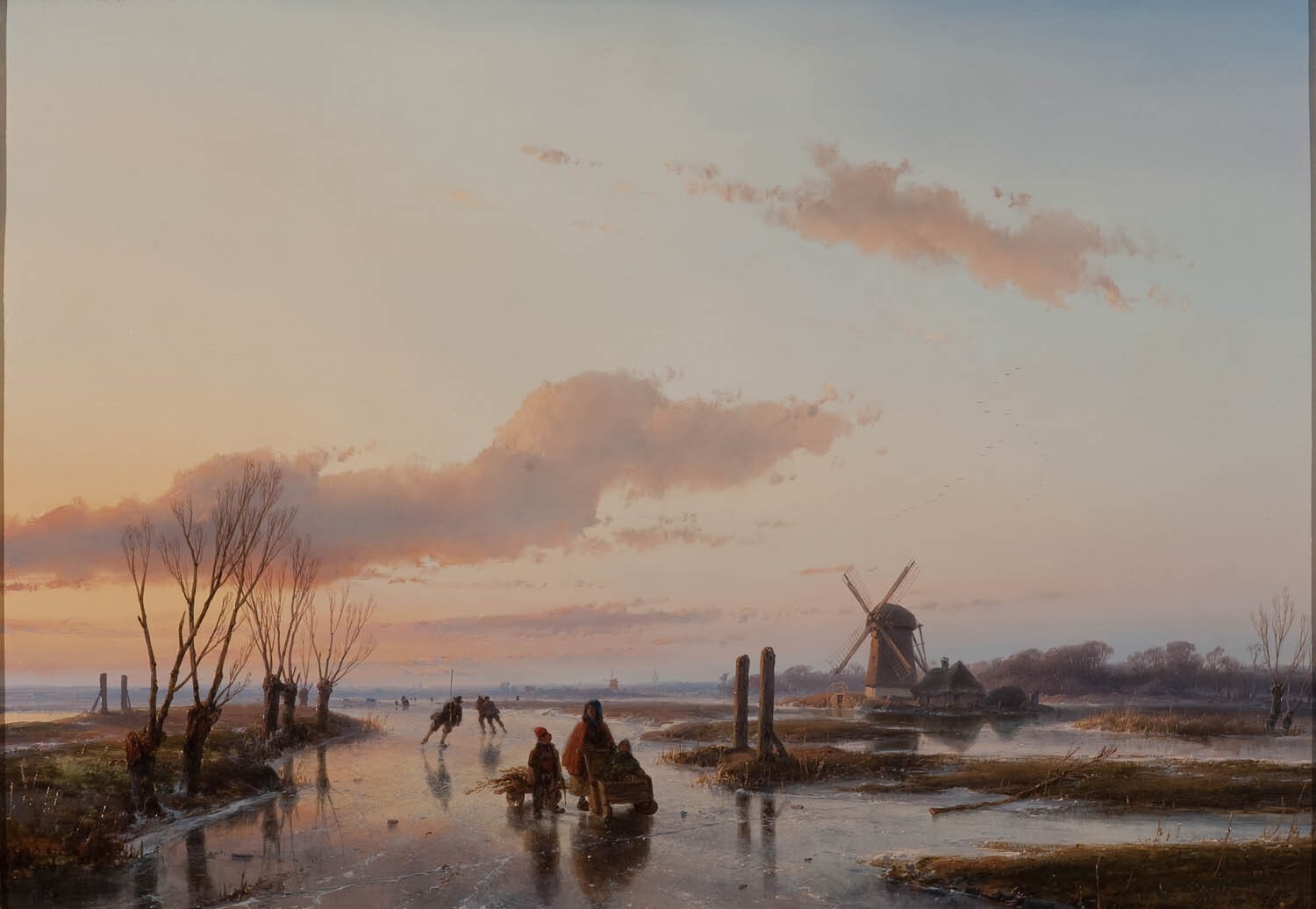 Landscape painting classic art windmill clouds ice Custom Gaming Mat Desk