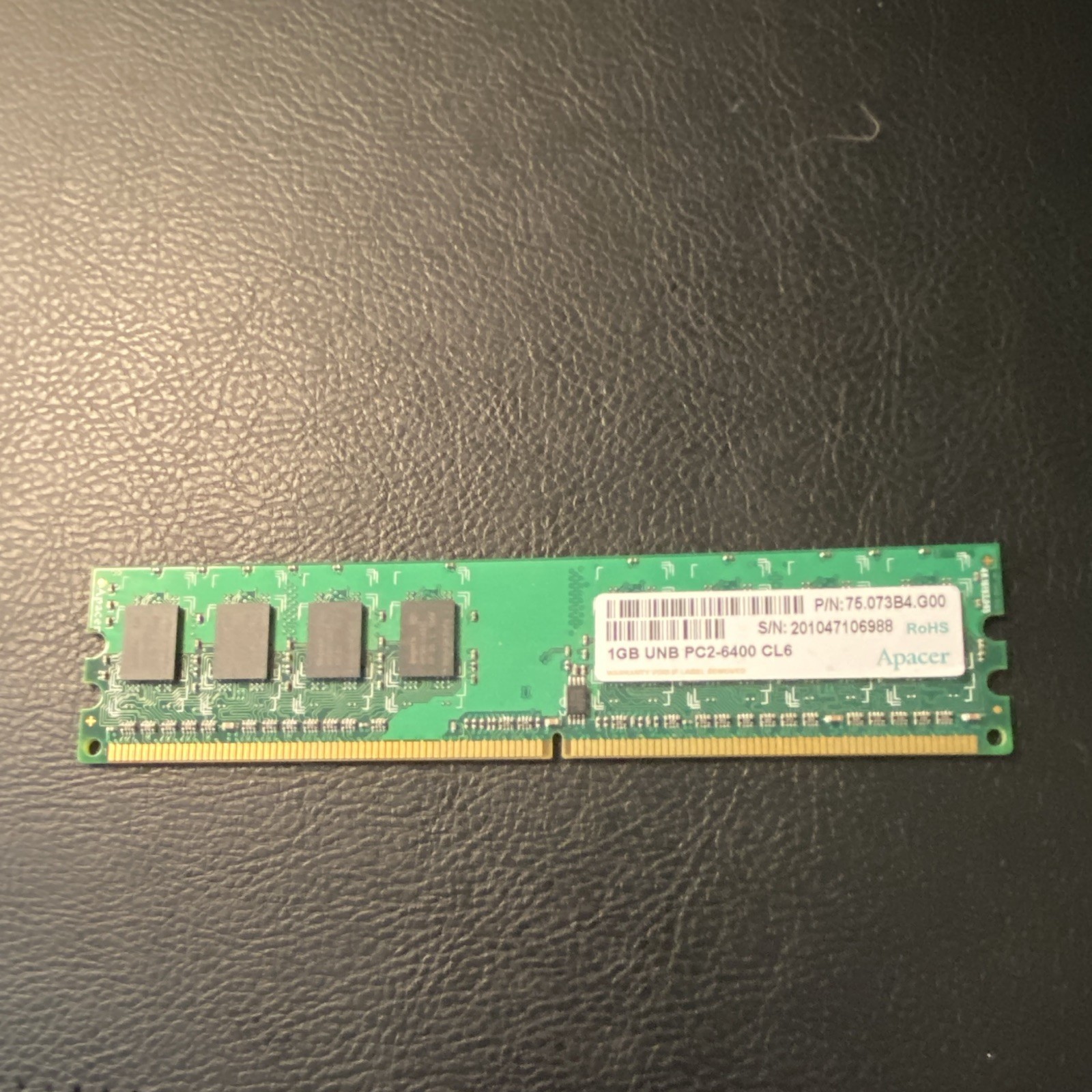 Apacer 1GB DDR2 SDRAM PC2-6400 CL6 240-Pin DIMM (untested)