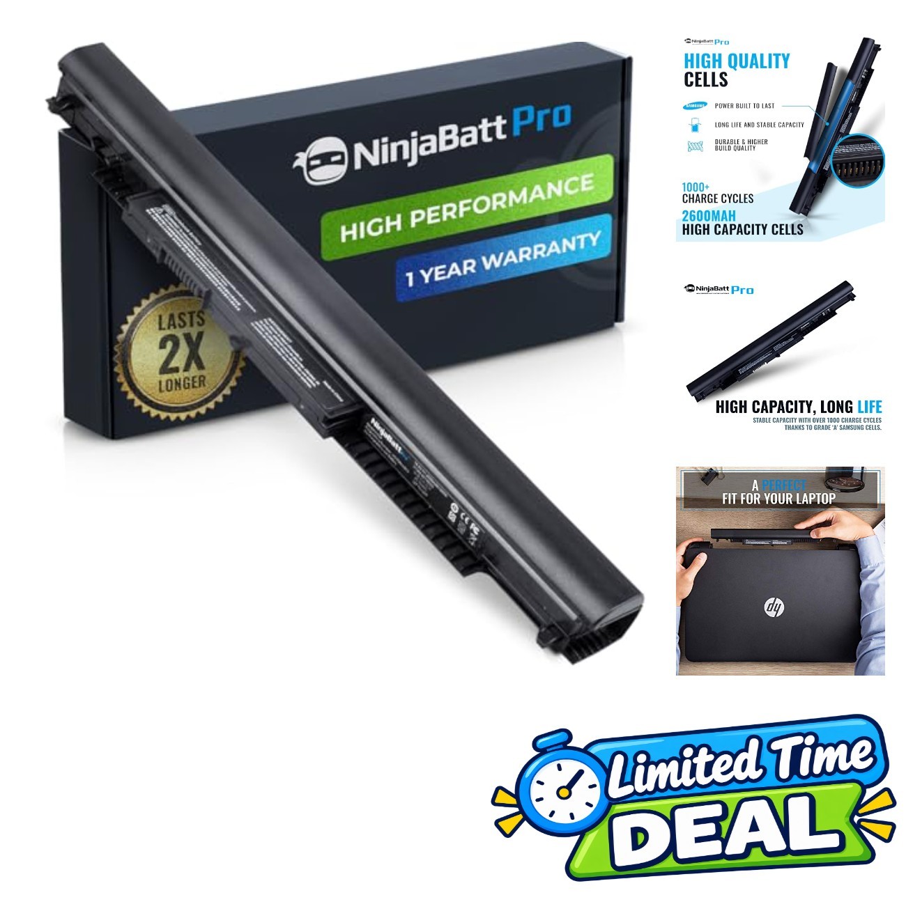 Laptop Battery 14.8V 2600mAh 38Wh Li-Ion 4 Cell Replacement for Notebook PC
