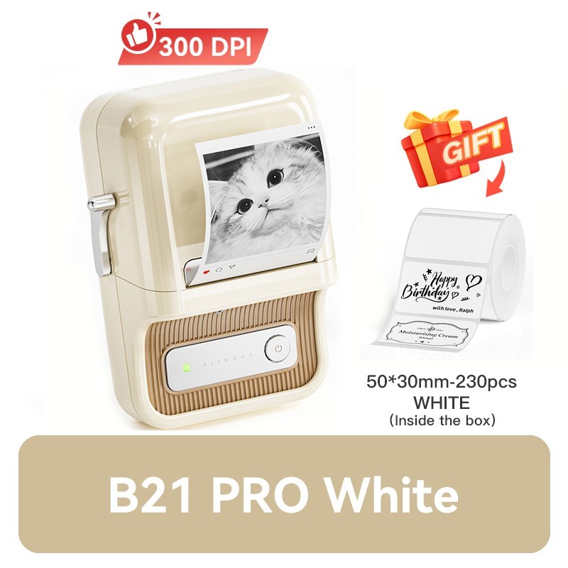 NIIMBOT B21Pro Bluetooth Thermal Label Printer 300DPI 20-50mm/0.8-2in