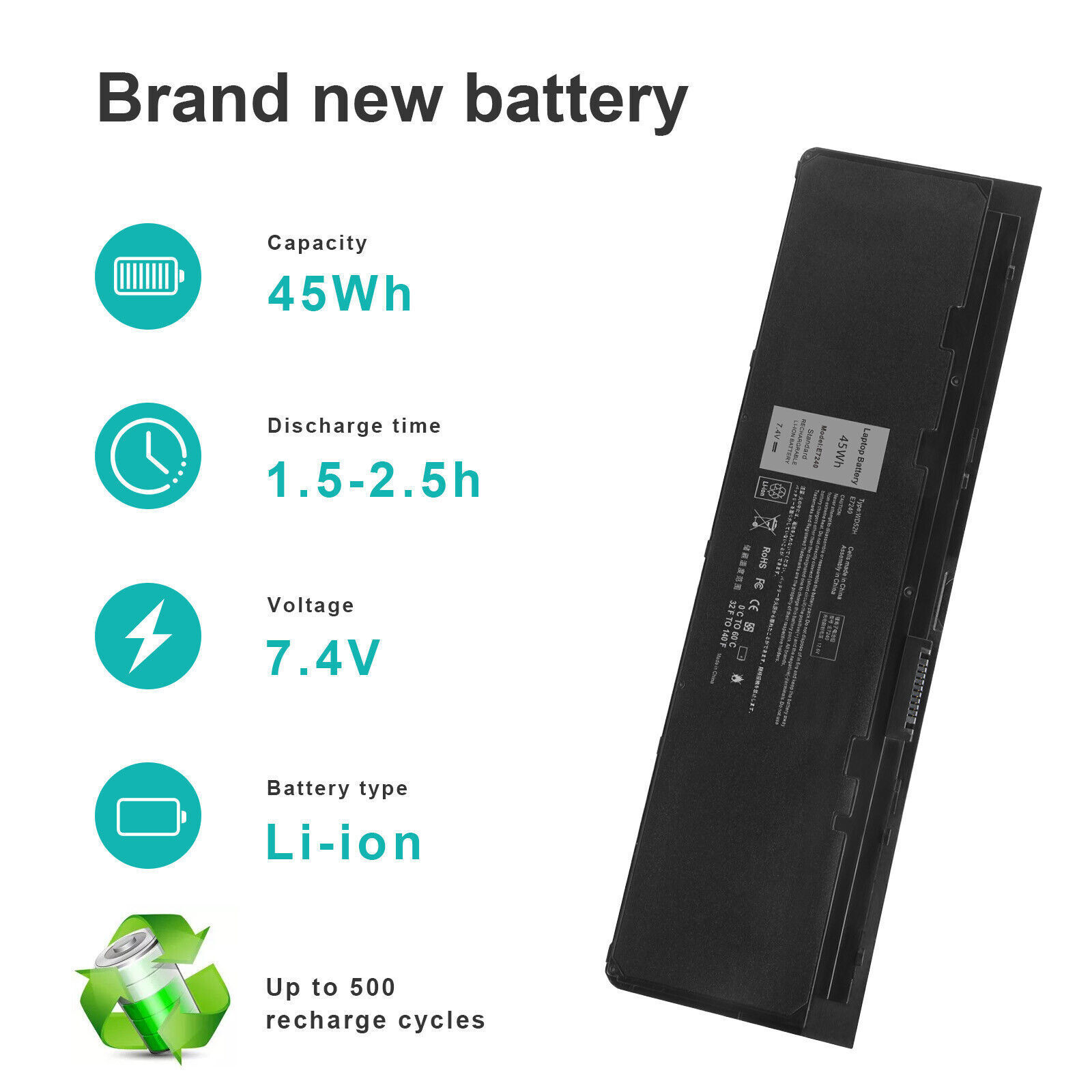 ❤️LOT OF E7240 WD52H Battery For Dell Latitude E7250 VFV59 F3G33 GVD76 451-BBFW