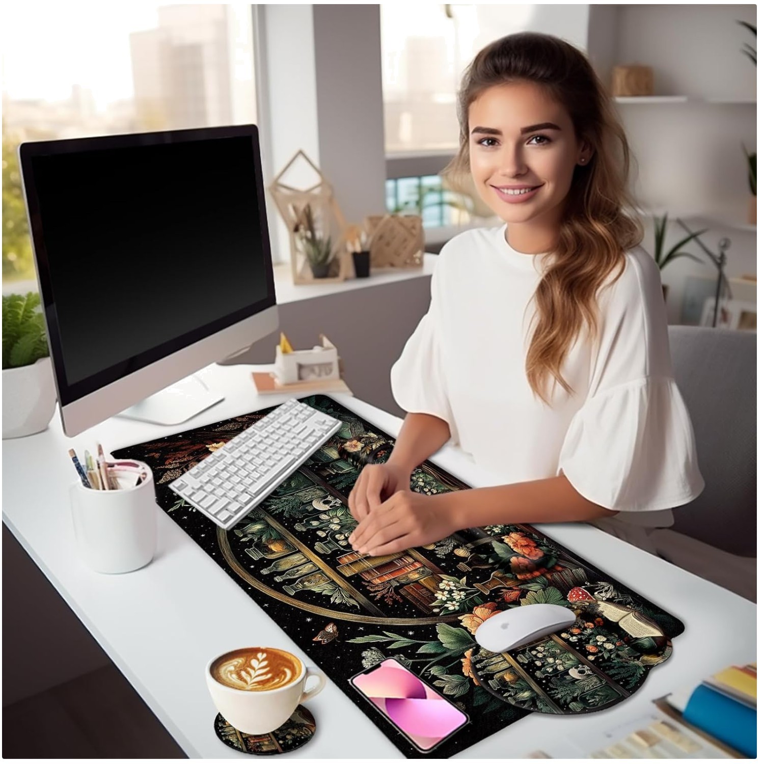 Retro Gothic Skull Mouse Pad Set - XXL Desk Mat & Wrist Rest