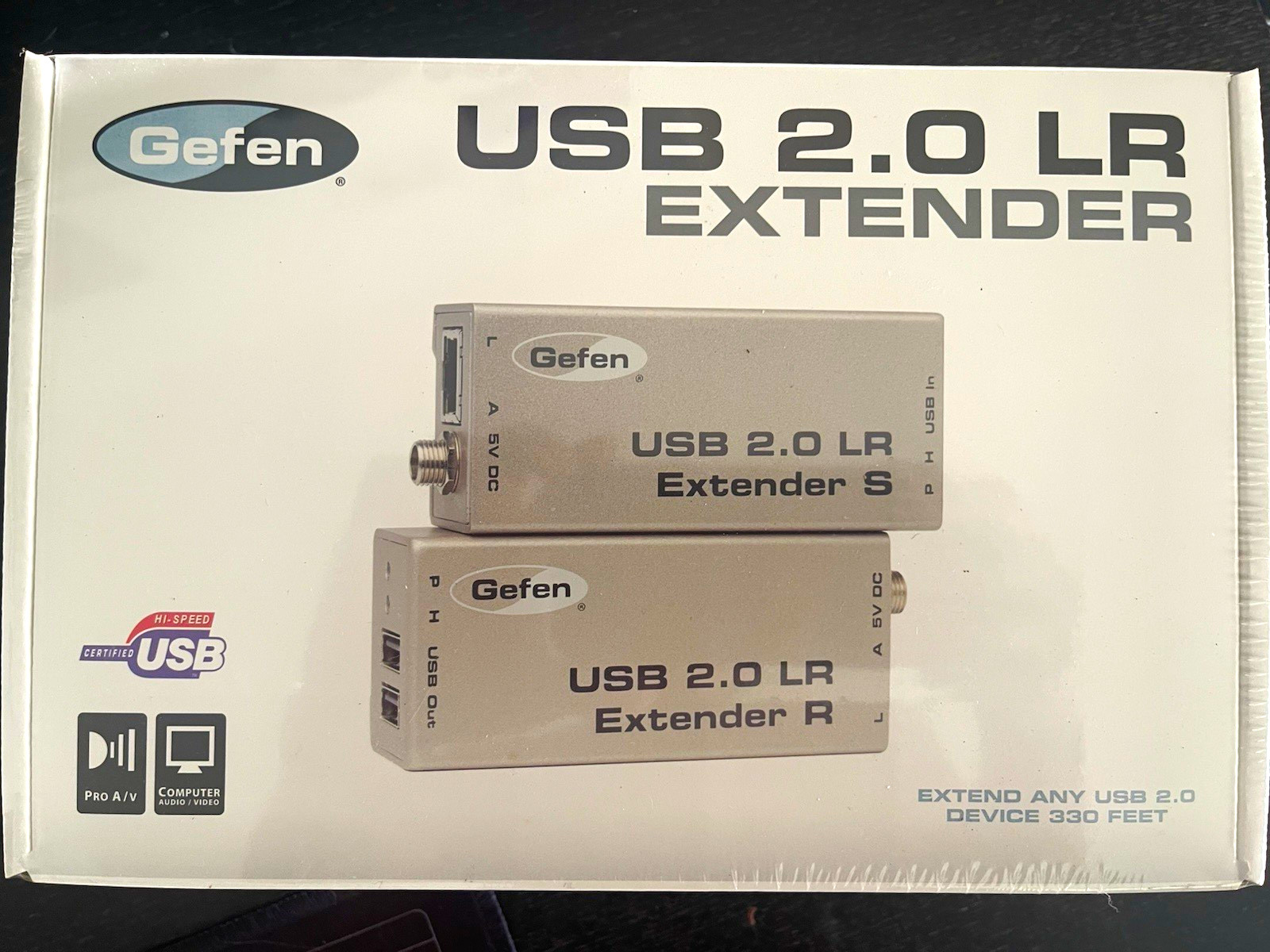 Gefen EXT-USB2.0-LR USB 2.0 LR Extender RJ-45 Powered 330 ft Silver
