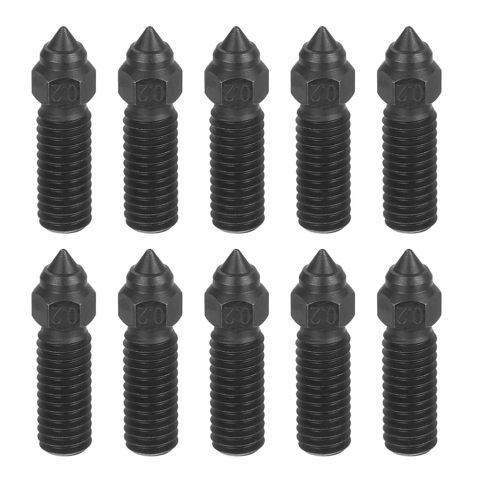 10 Pcs Hardened Steel Nozzles, 0.2mm M6 Thread for Carbon 3D Printers