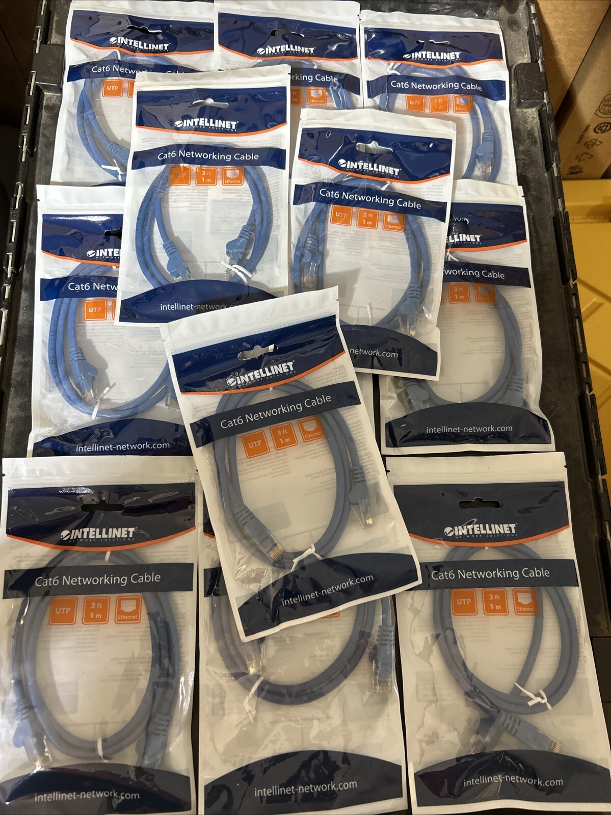 12 Pack Of Cables Intellinet 342582 3ft Blue Cat6 Snagless Patch Cable-Free Ship