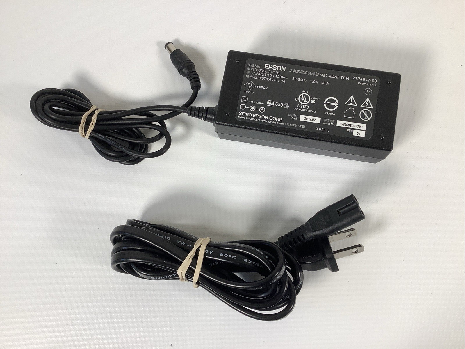 Genuine Epson AC Adapter Model A411B 40W 24V 1.3A
