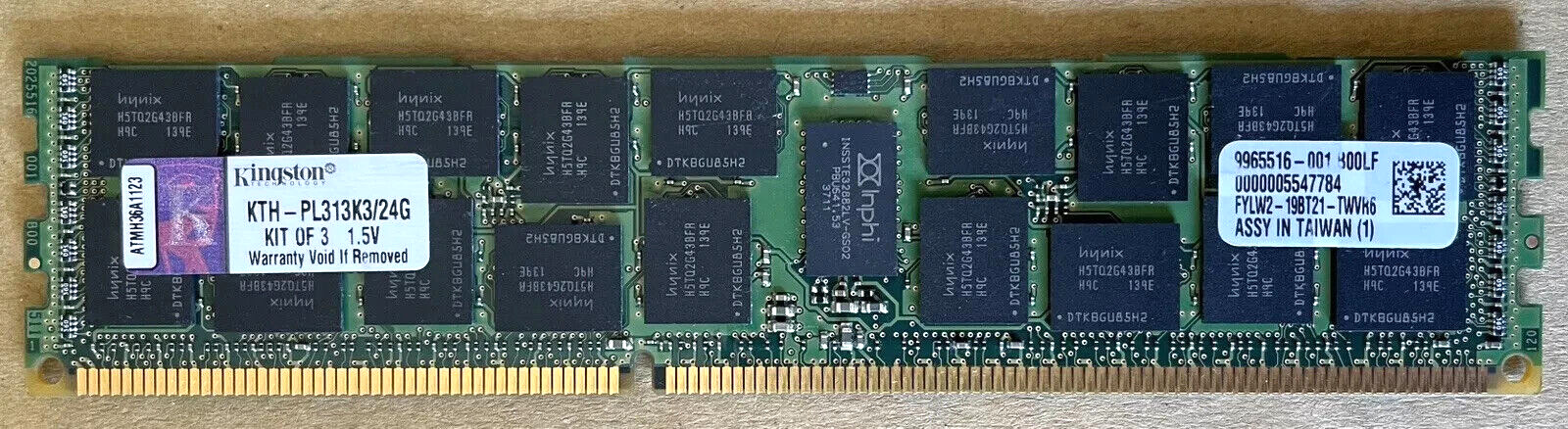 Lot of 18 KINGSTON KTH-PL313K3/24G (8GB) PC3-10600R DDR3 1333 ECC REG C-11