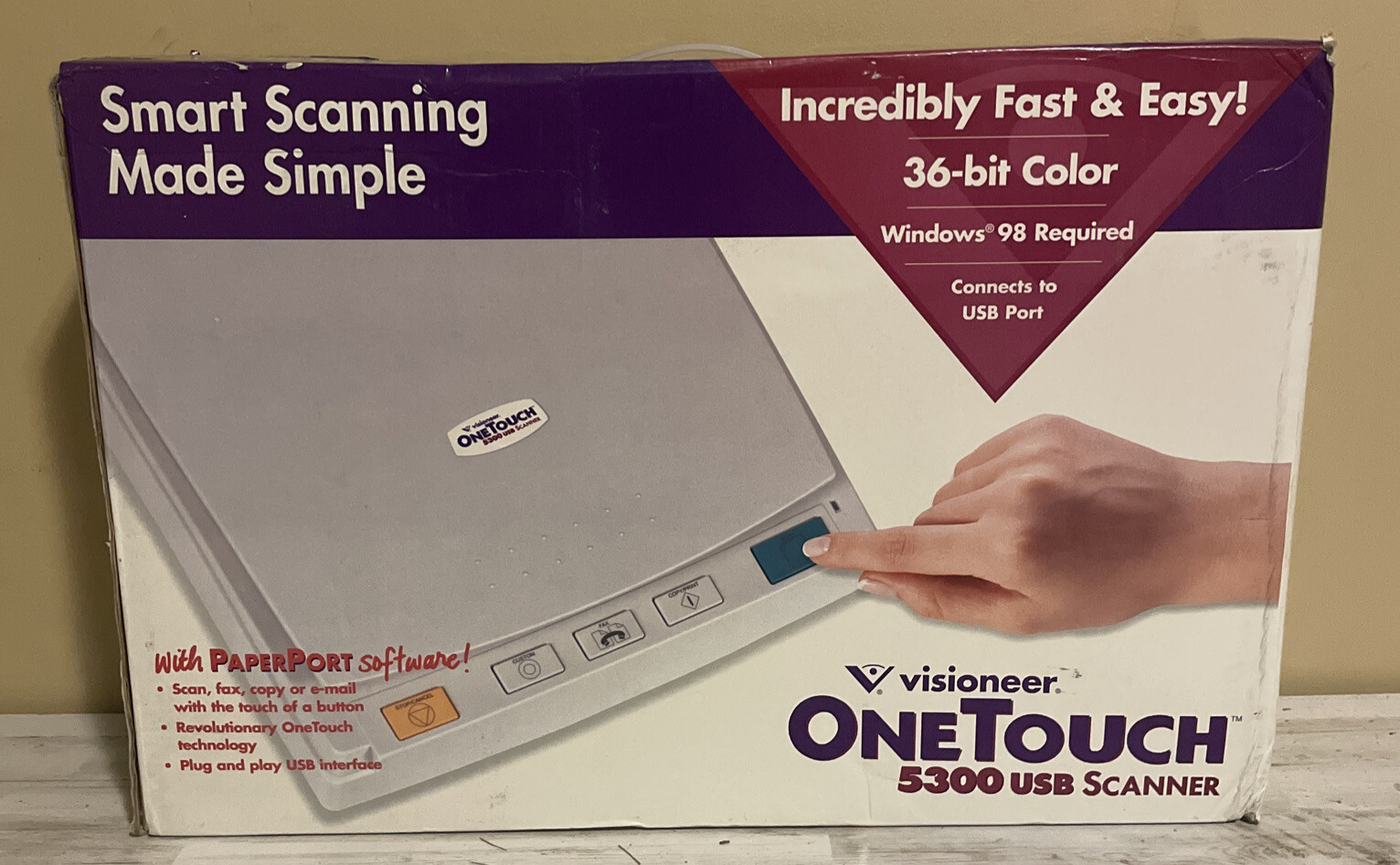 Visioneer OneTouch 5300 USB Smart Scanner Vintage Windows 98 - New In Box