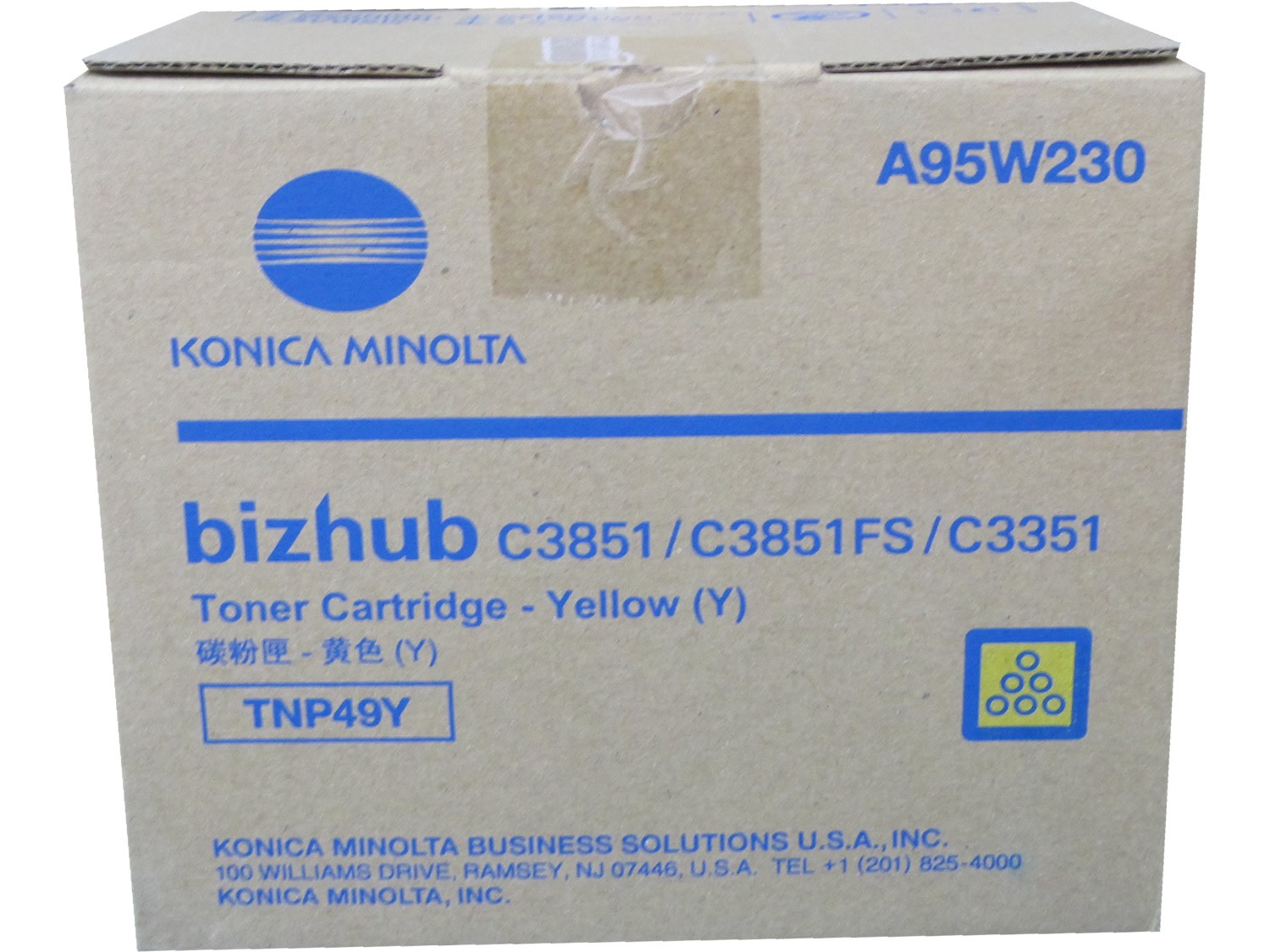 KONICA MINOLTA TNP-49Y (A95W230) Yellow Toner Cartridge Genuine OEM Original