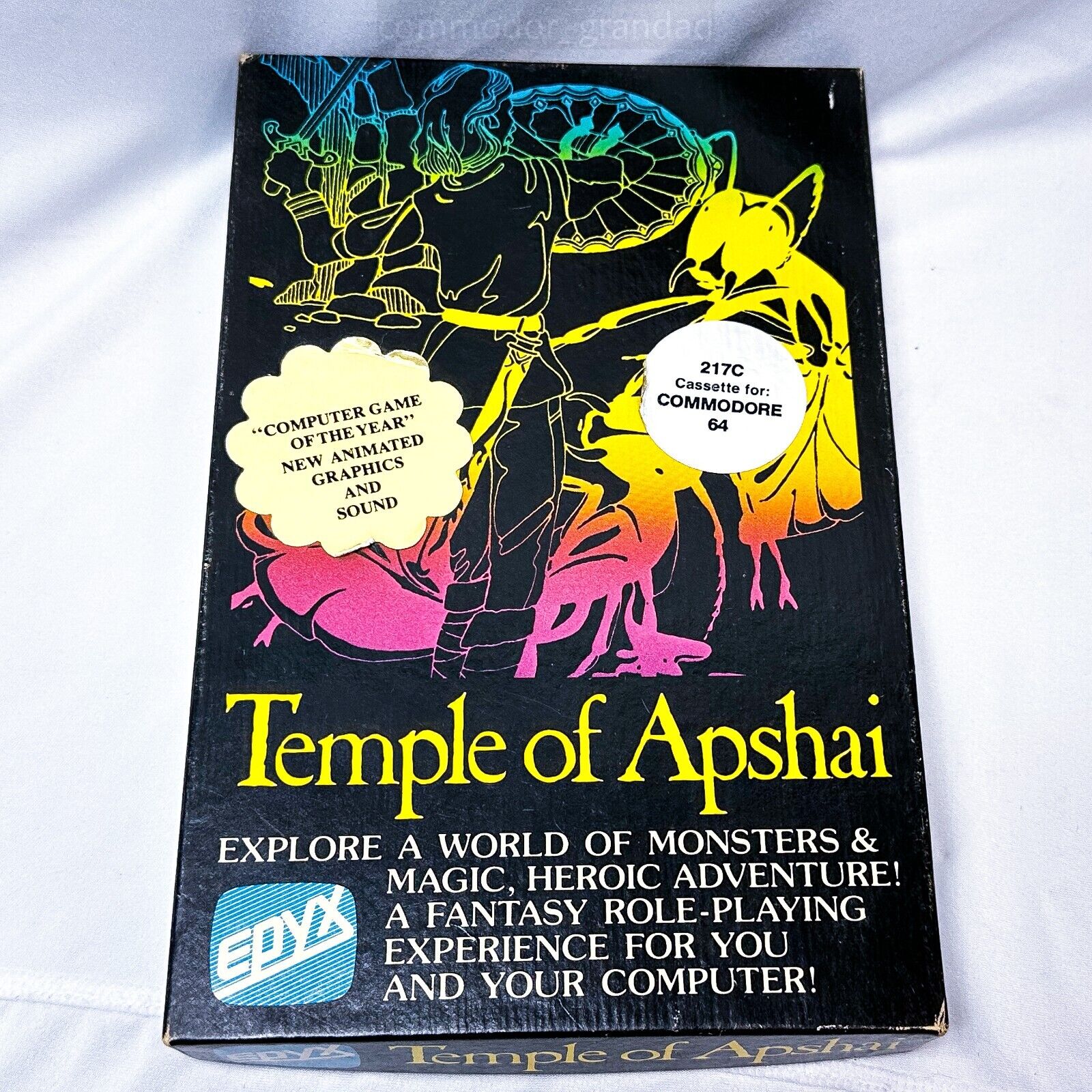 Vintage Dunjonquest - Temple of Apshai 217C Video Game Cassette for Commodore 64