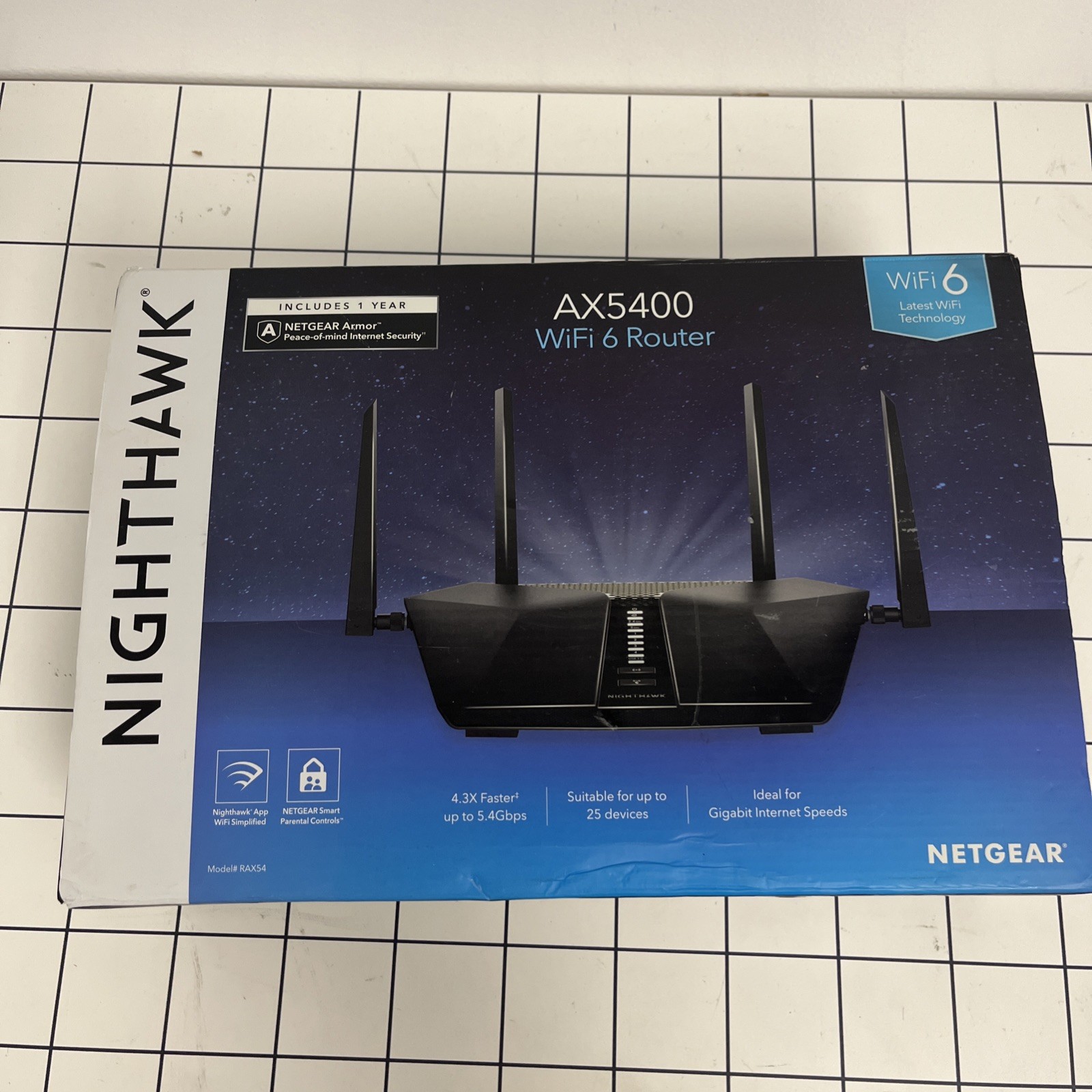 Netgear Nighthawk AX6 AX5400 Dual-Band Wi-Fi 6 Router RAX54S-100NAS 