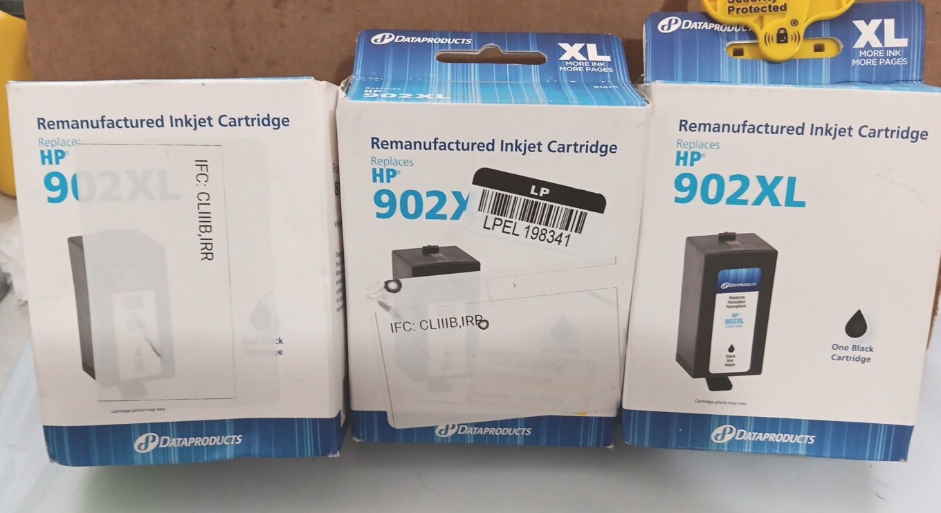 3 Pack - Dataproducts Black XL High Yield Single Ink Cartridge, For HP 902XL