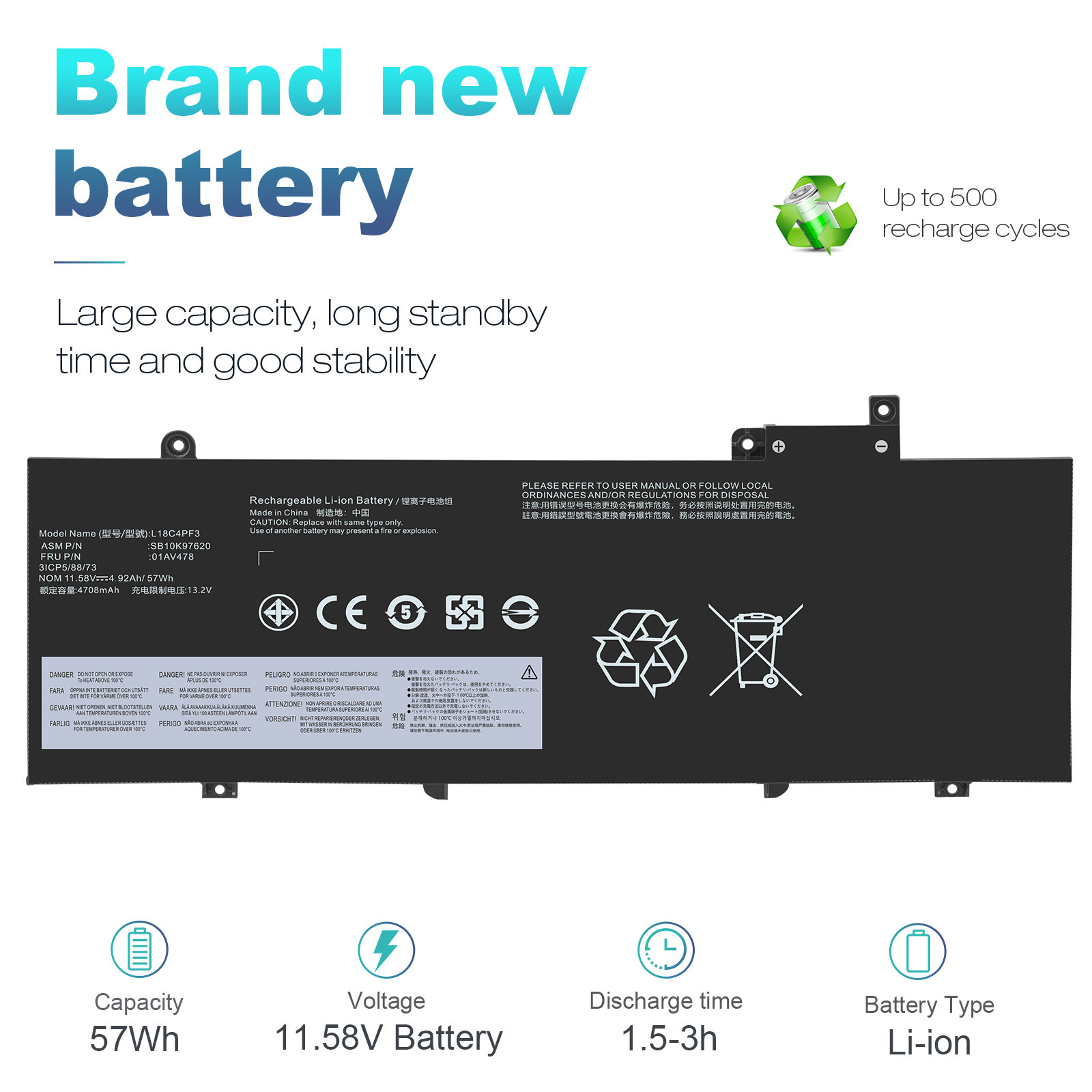 ❤️LOT L17L3P71 Battery For Lenovo thinkpad t480s 01AV478 01AV480 L17M3P71 57WH