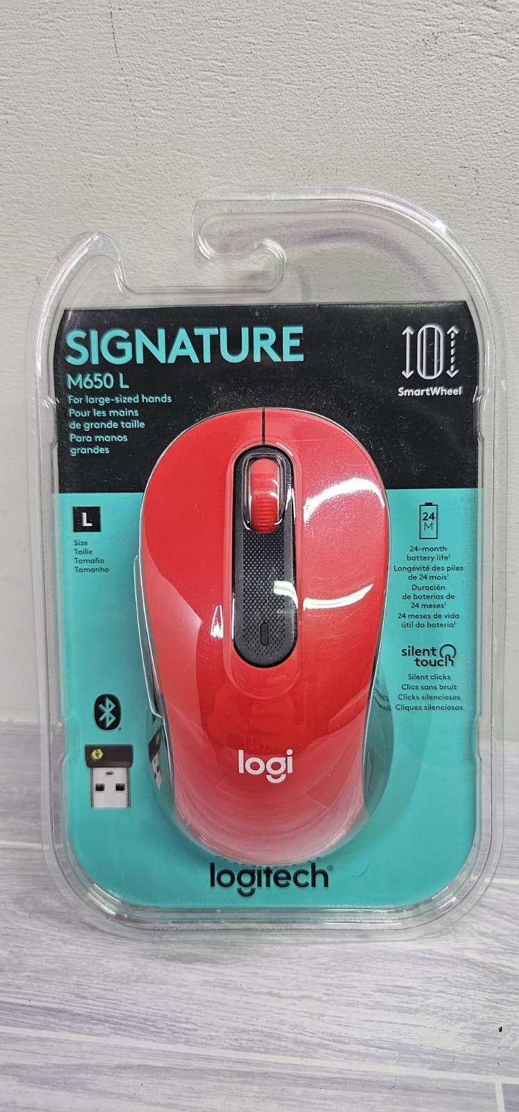 NEW IN BOX*logitech SIGNATURE M650L Wireless Mouse with Bluetooth  RED