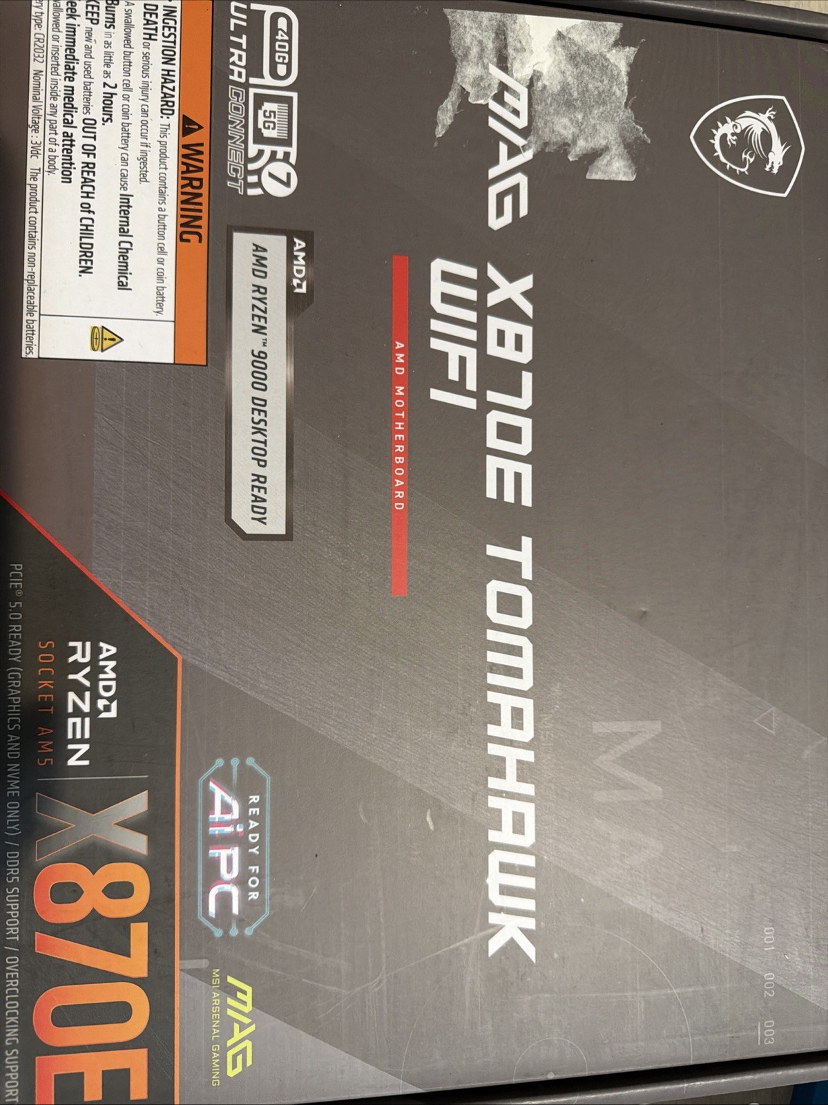 As Is MSI Motherboard AMD X870E Socket Am5 ATX Parts Or Repair