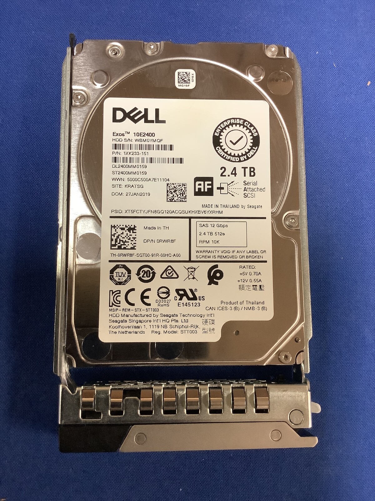 RWR8F Dell 2.4TB 10K SAS 2.5" 12Gbps HDD ST2400MM0159 0RWR8F