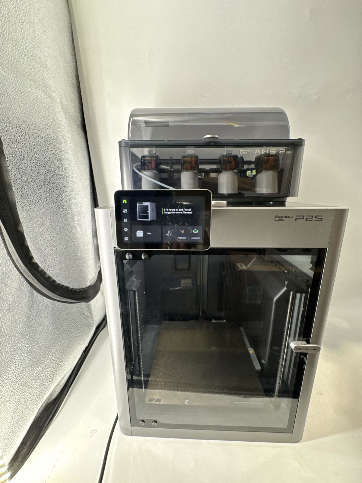 Bambu Lab P2S AMS Combo 3D Printer 256mm Auto Bed Level AI Detection Gray