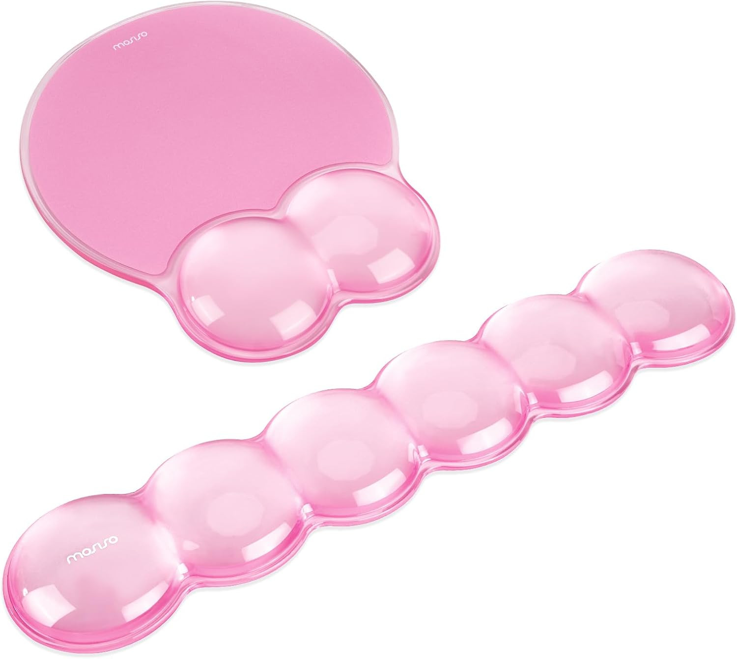 Ergonomic Transparent Cooling Gel Wrist Rest&Mouse Pad Set, Pink