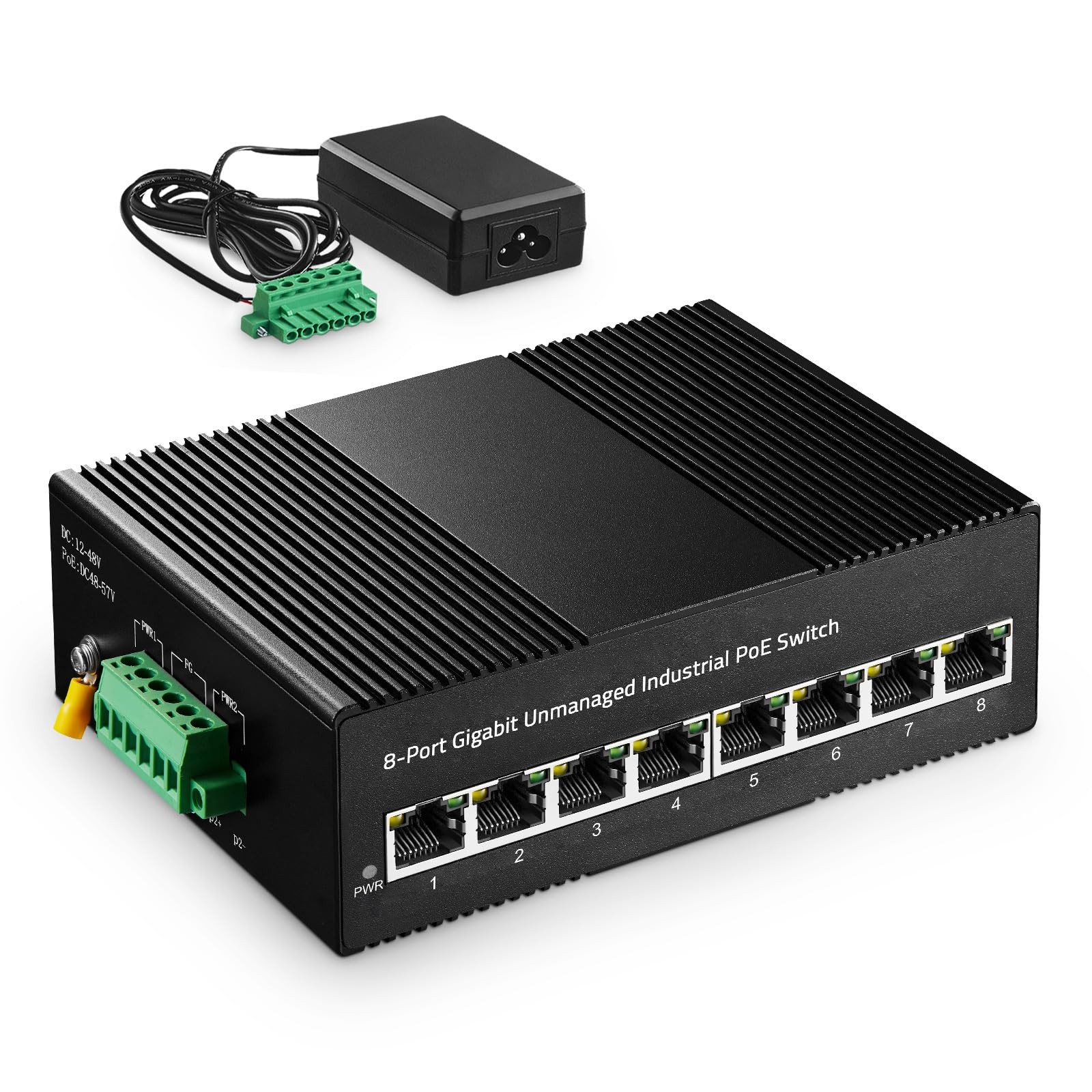 8-Port Gigabit PoE Industrial Ethernet Switch - 8 poe Ports (IEEE802.3af/at),...