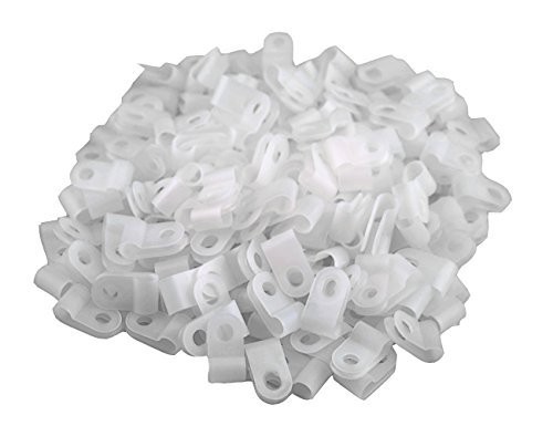 200 PCS 3/8 Inch White Nylon RType Cable Clamps Wire Cord Clip Management Kit
