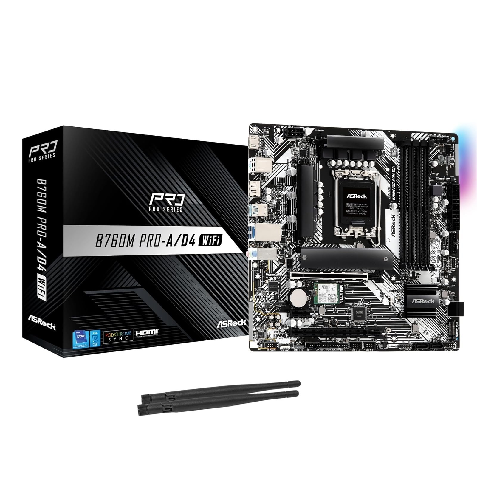 ASRock B760M Pro-A/D4 WiFi Micro ATX Motherboard LGA1700 DDR4 5333+